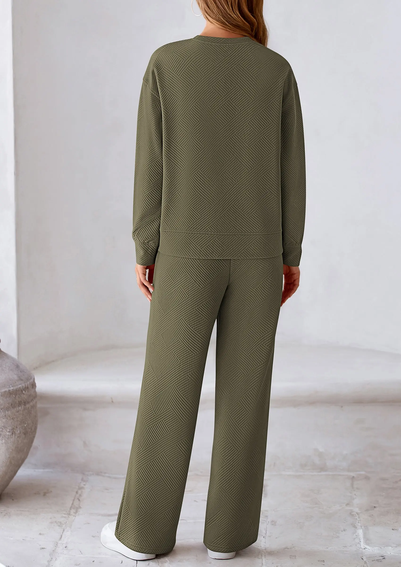 PRETTYGARDEN 2 Piece Long Sleeve Pullover Tops and Wide Leg Pants Knitted Lounge Sets - Image 15