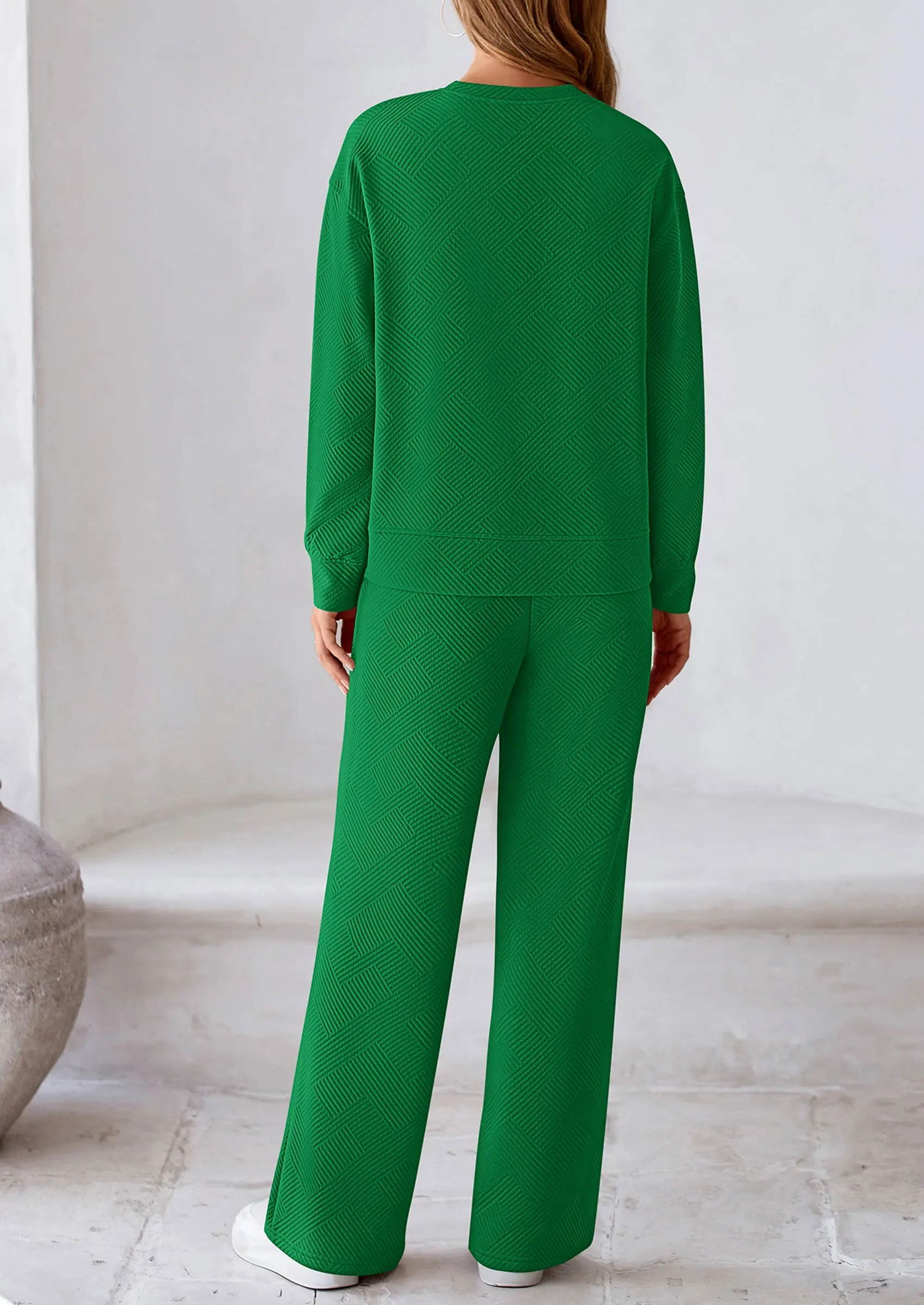 PRETTYGARDEN 2 Piece Long Sleeve Pullover Tops and Wide Leg Pants Knitted Lounge Sets - Image 33