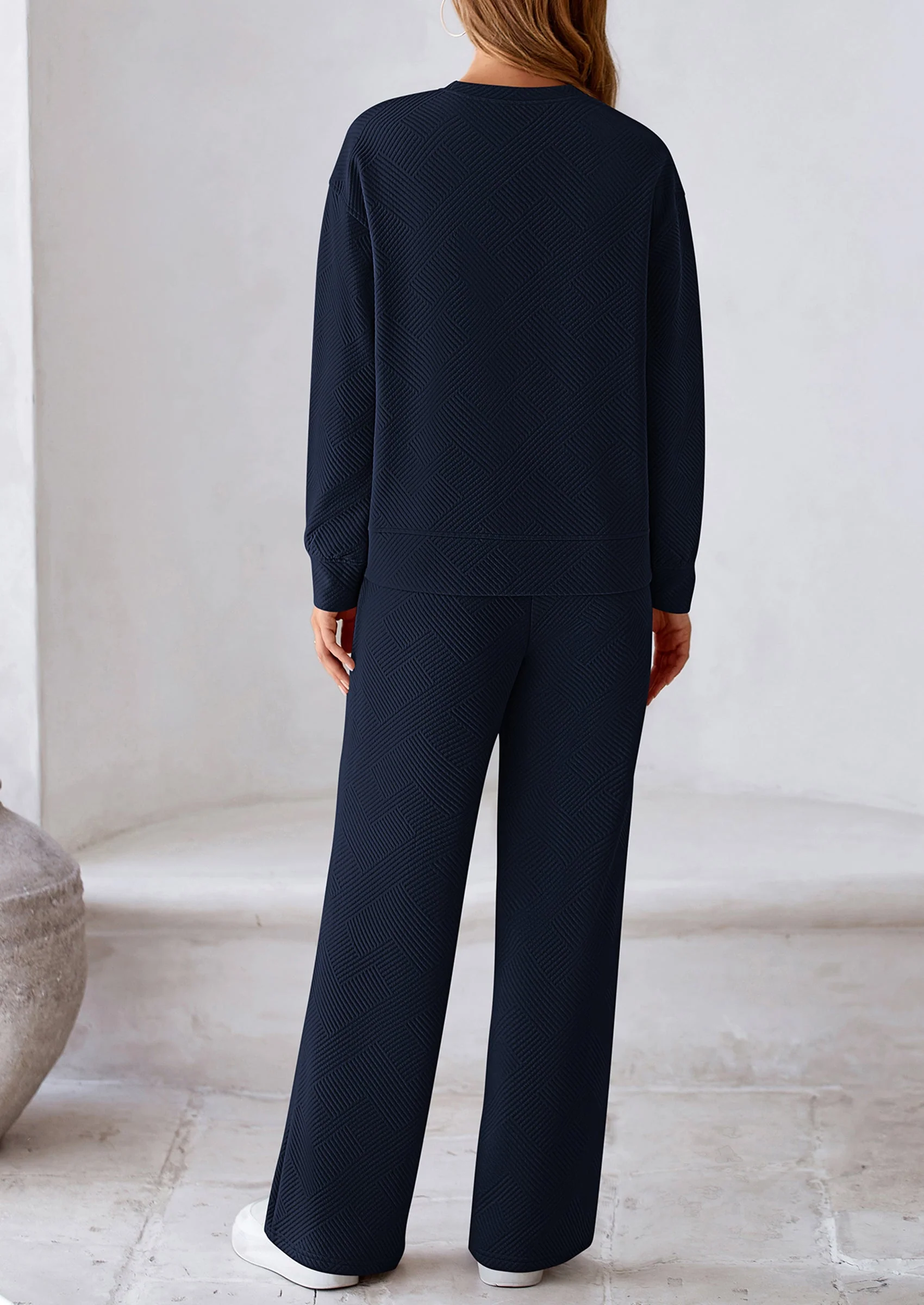 PRETTYGARDEN 2 Piece Long Sleeve Pullover Tops and Wide Leg Pants Knitted Lounge Sets - Image 51