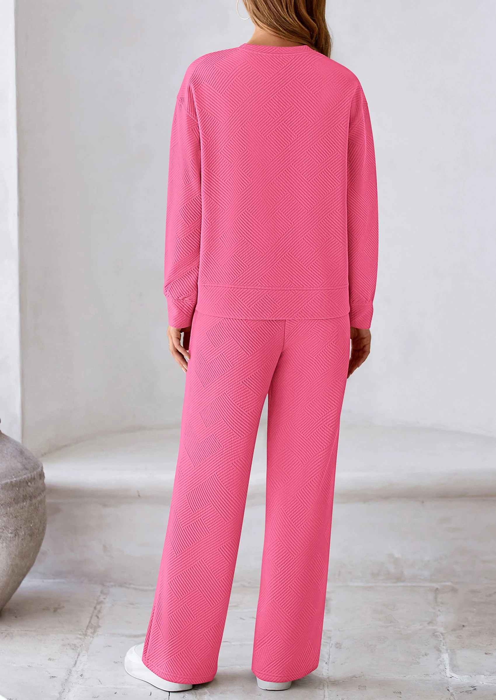 PRETTYGARDEN 2 Piece Long Sleeve Pullover Tops and Wide Leg Pants Knitted Lounge Sets - Image 57