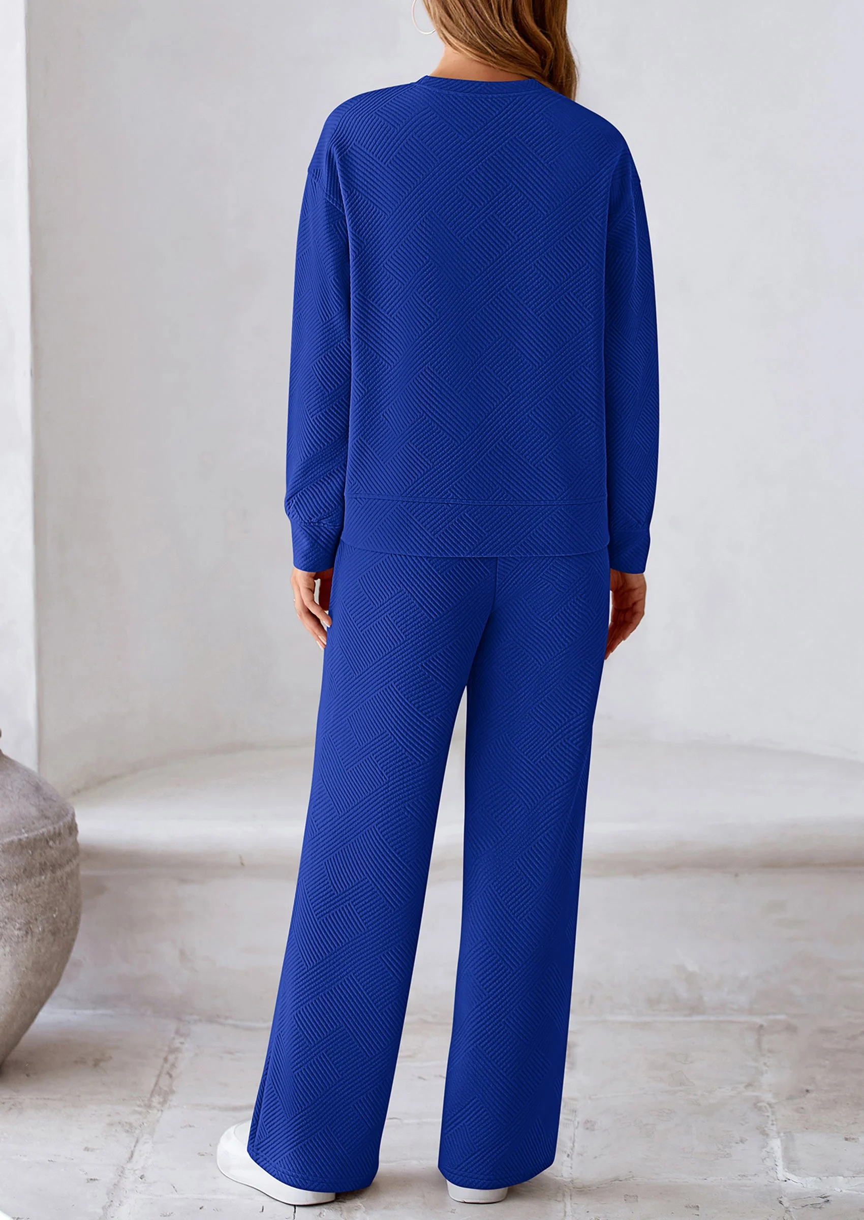 PRETTYGARDEN 2 Piece Long Sleeve Pullover Tops and Wide Leg Pants Knitted Lounge Sets - Image 63