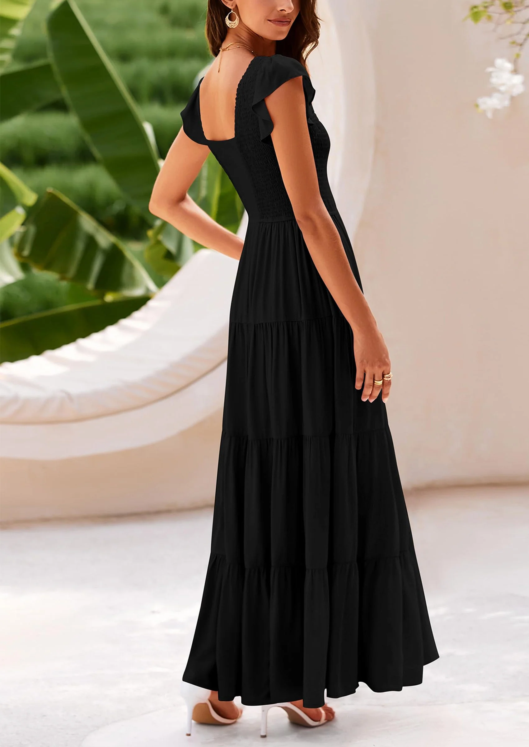 PRETTYGARDEN Women's Flowy Maxi Dress Casual Cap Sleeve V Neck Smocked Beach Sundress - Image 21