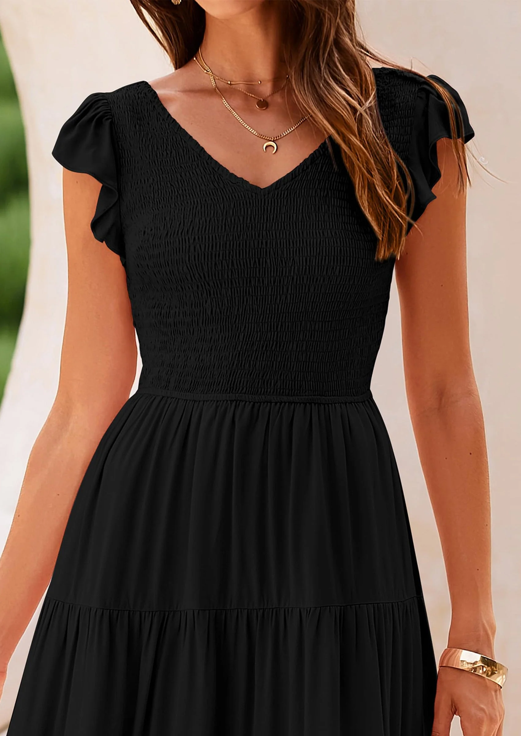 PRETTYGARDEN Women's Flowy Maxi Dress Casual Cap Sleeve V Neck Smocked Beach Sundress - Image 24