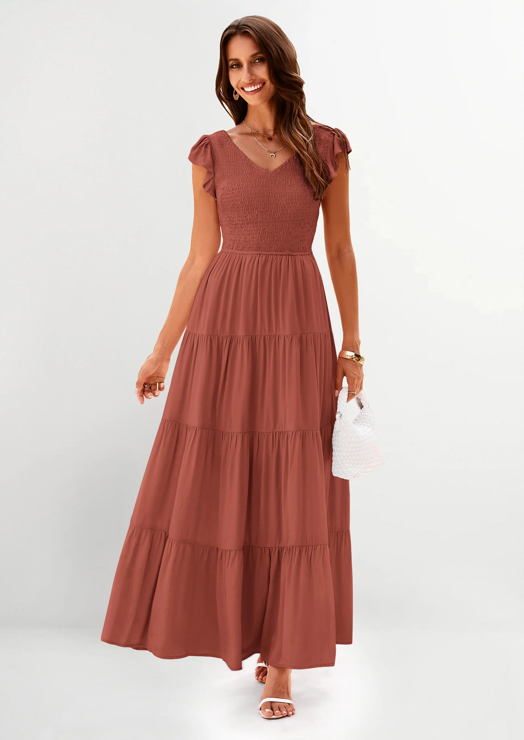 PRETTYGARDEN Women's Flowy Maxi Dress Casual Cap Sleeve V Neck Smocked Beach Sundress - Image 26