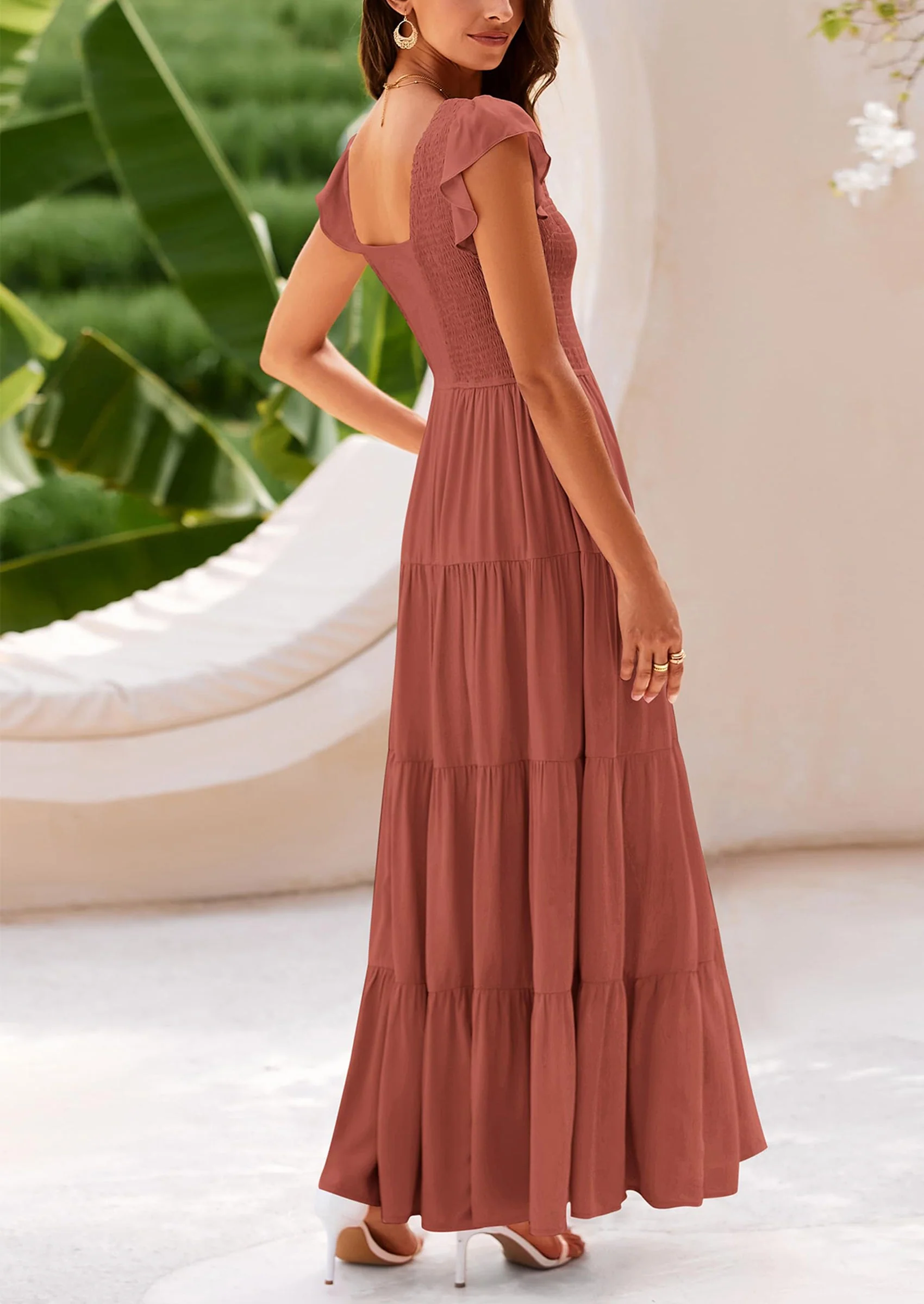 PRETTYGARDEN Women's Flowy Maxi Dress Casual Cap Sleeve V Neck Smocked Beach Sundress - Image 27