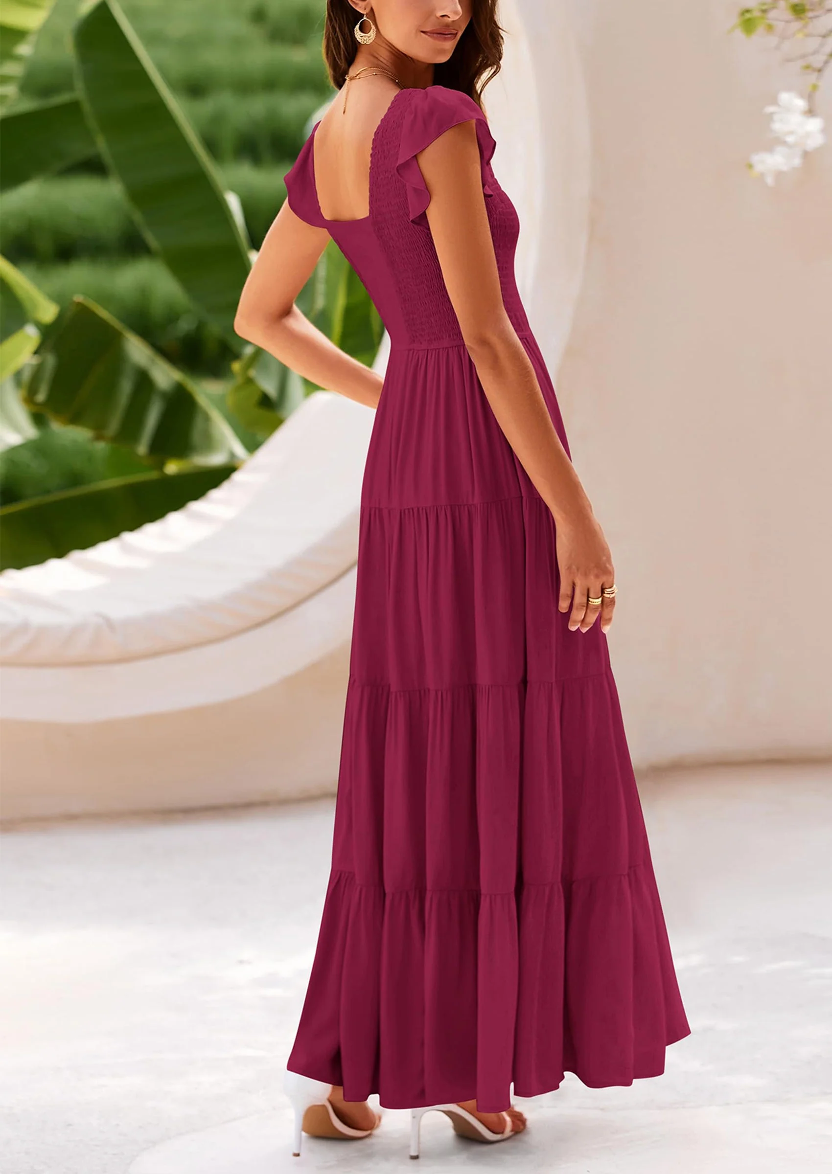 PRETTYGARDEN Women's Flowy Maxi Dress Casual Cap Sleeve V Neck Smocked Beach Sundress - Image 69