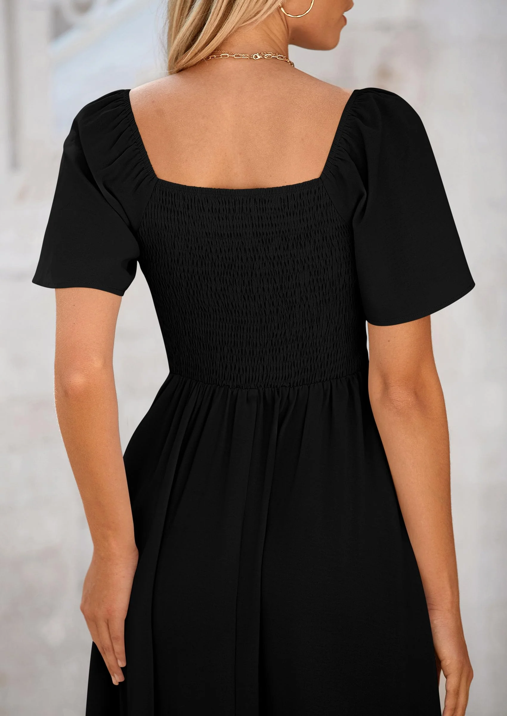 PRETTYGARDEN Summer Dress for Women Casual Short Sleeve Bow Tie V Neck Ruffle Midi Flowy Dresses - Image 19