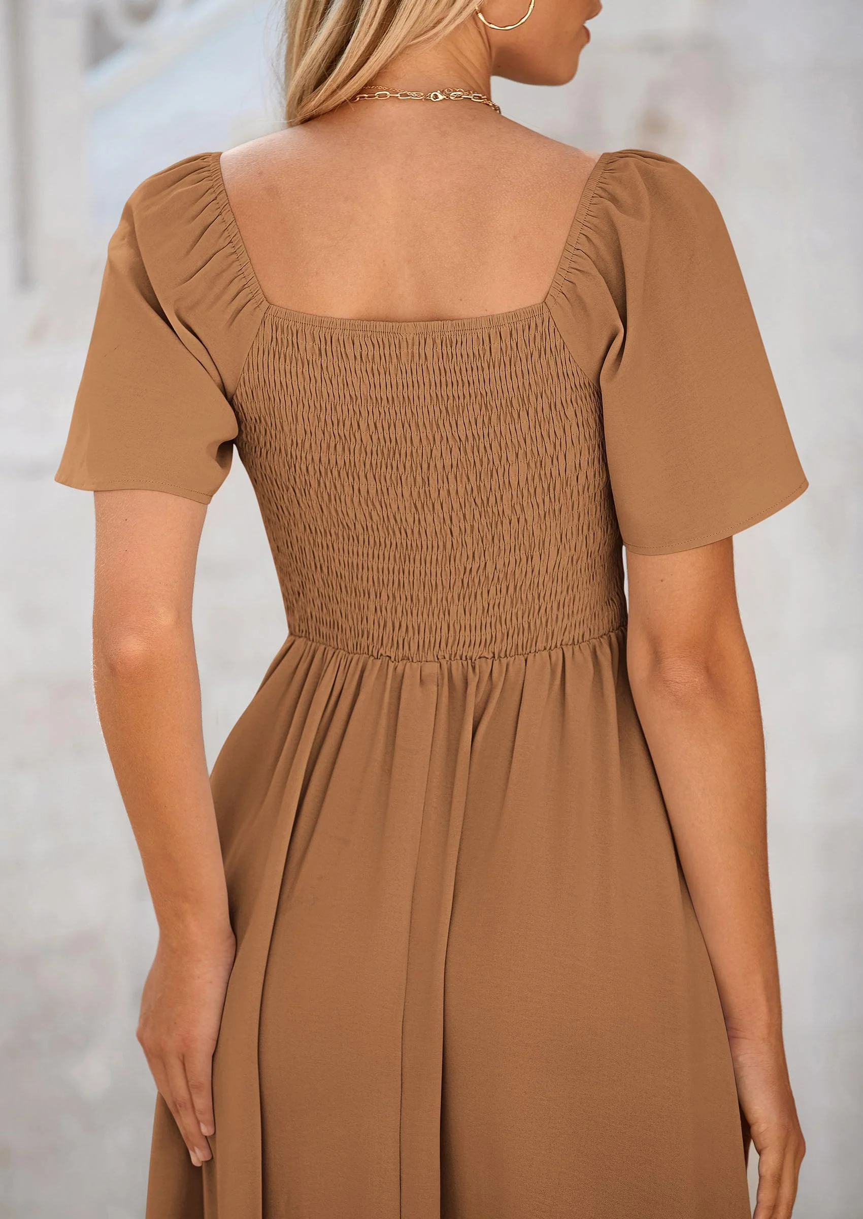 PRETTYGARDEN Summer Dress for Women Casual Short Sleeve Bow Tie V Neck Ruffle Midi Flowy Dresses - Image 25