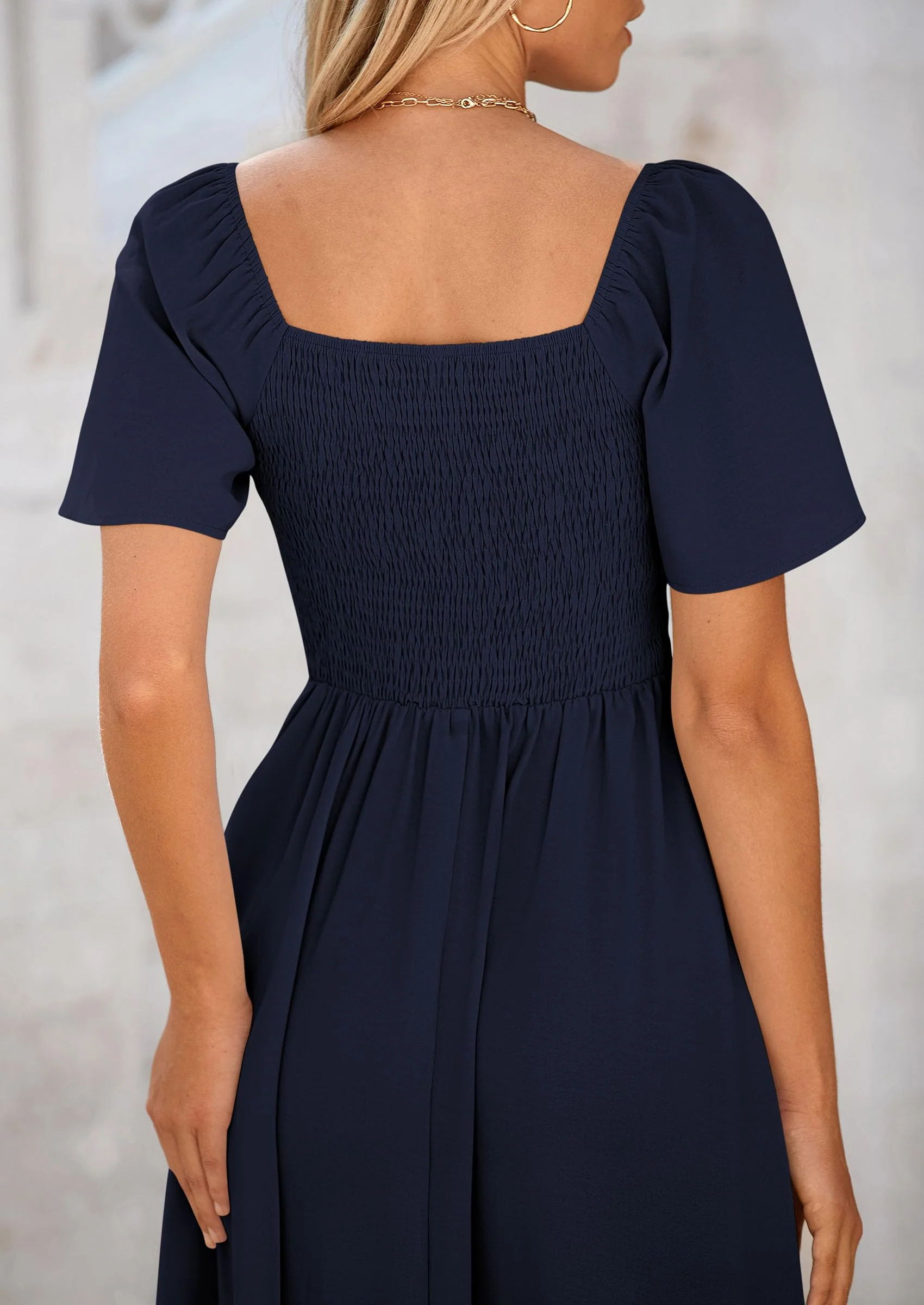 PRETTYGARDEN Summer Dress for Women Casual Short Sleeve Bow Tie V Neck Ruffle Midi Flowy Dresses - Image 31