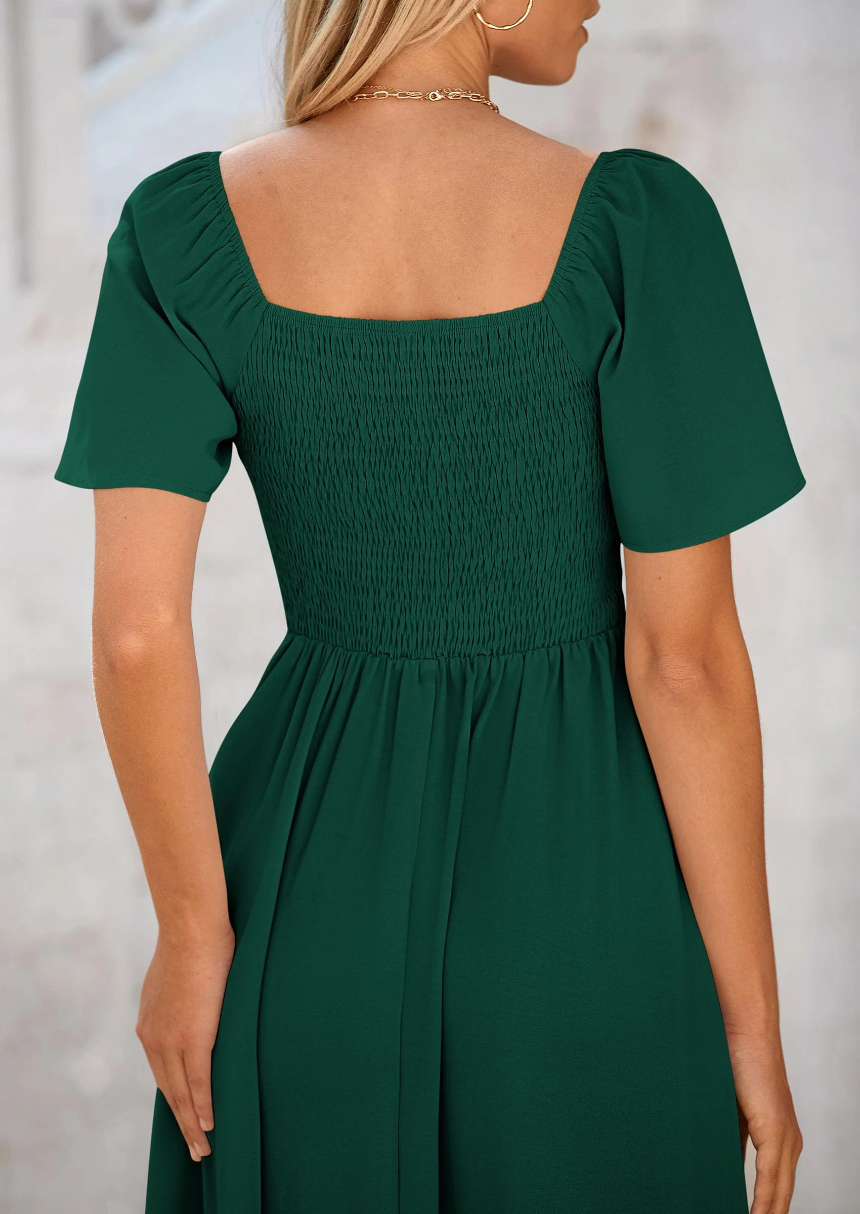 PRETTYGARDEN Summer Dress for Women Casual Short Sleeve Bow Tie V Neck Ruffle Midi Flowy Dresses - Image 37