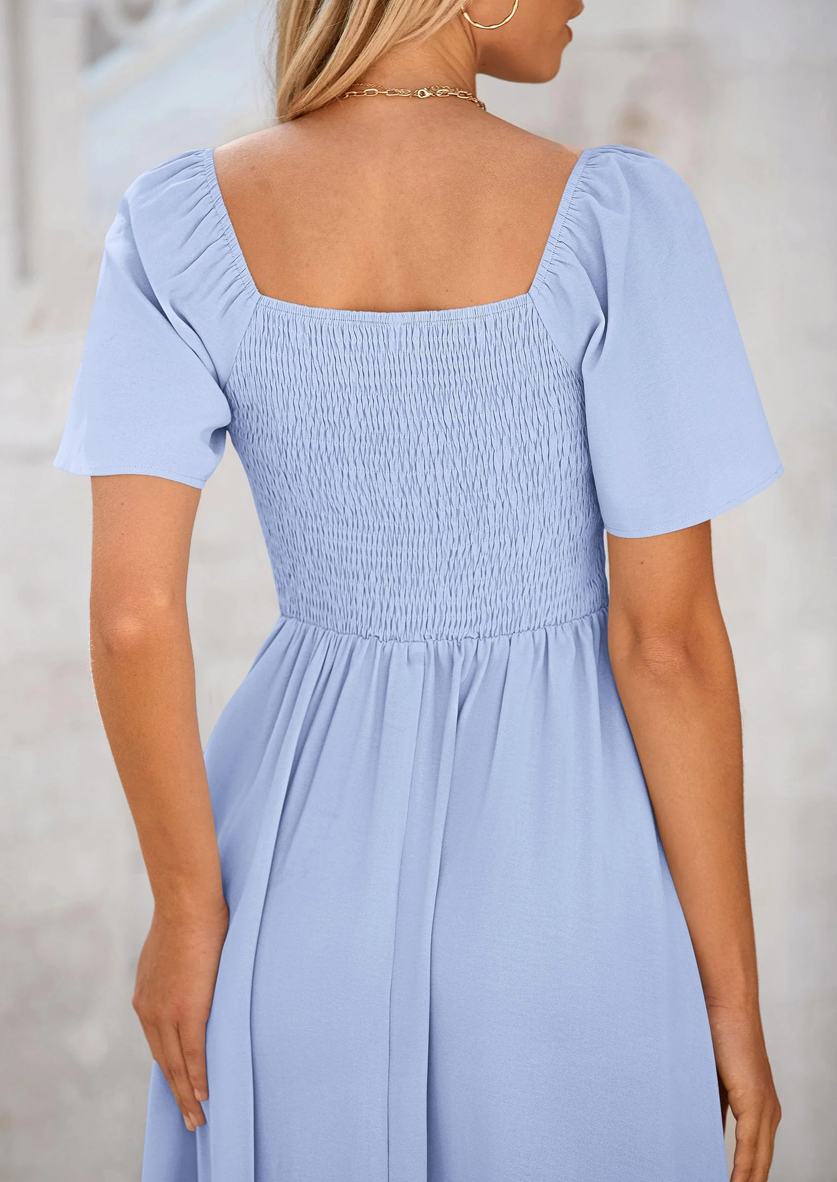 PRETTYGARDEN Summer Dress for Women Casual Short Sleeve Bow Tie V Neck Ruffle Midi Flowy Dresses - Image 43