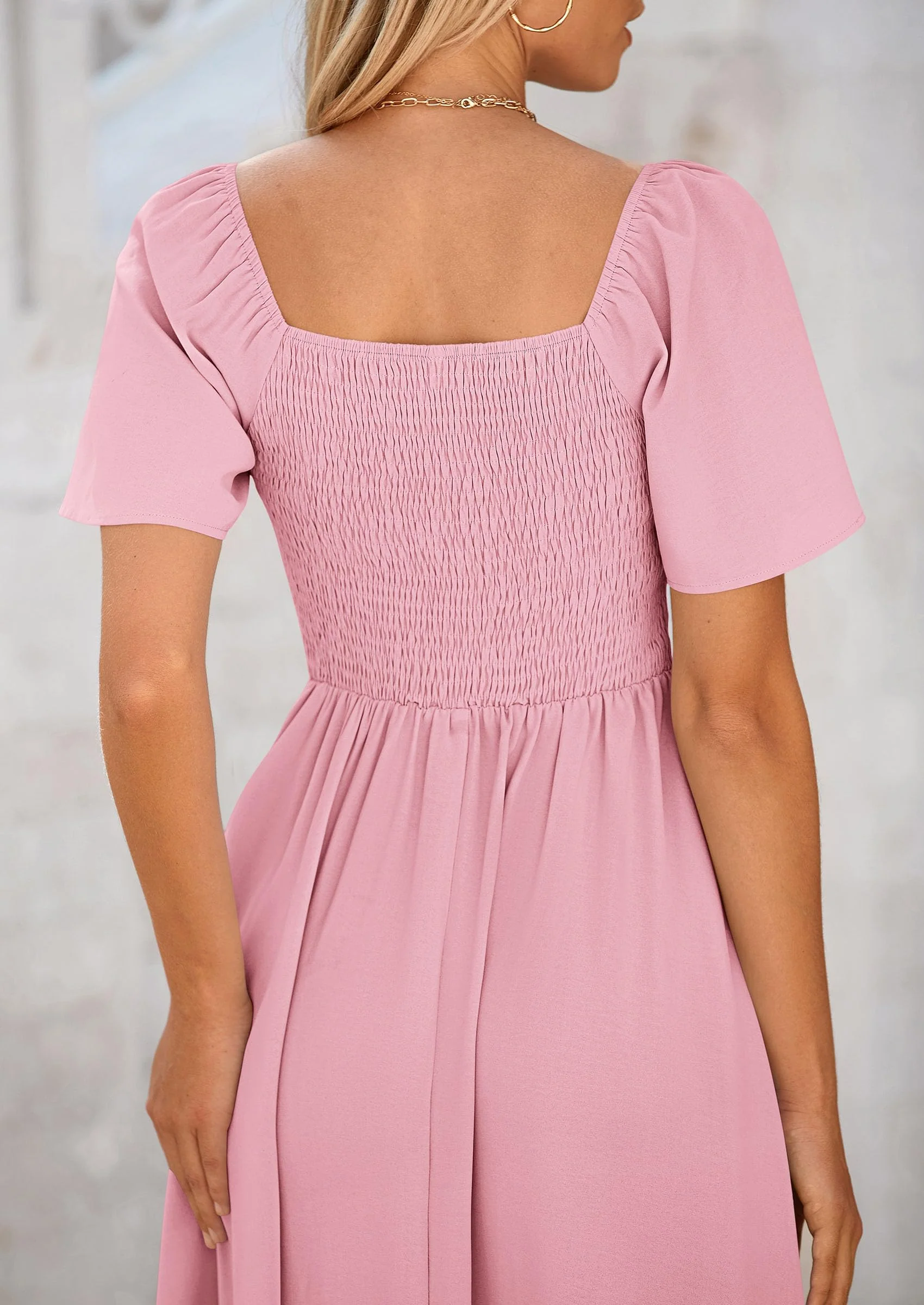 PRETTYGARDEN Summer Dress for Women Casual Short Sleeve Bow Tie V Neck Ruffle Midi Flowy Dresses - Image 49