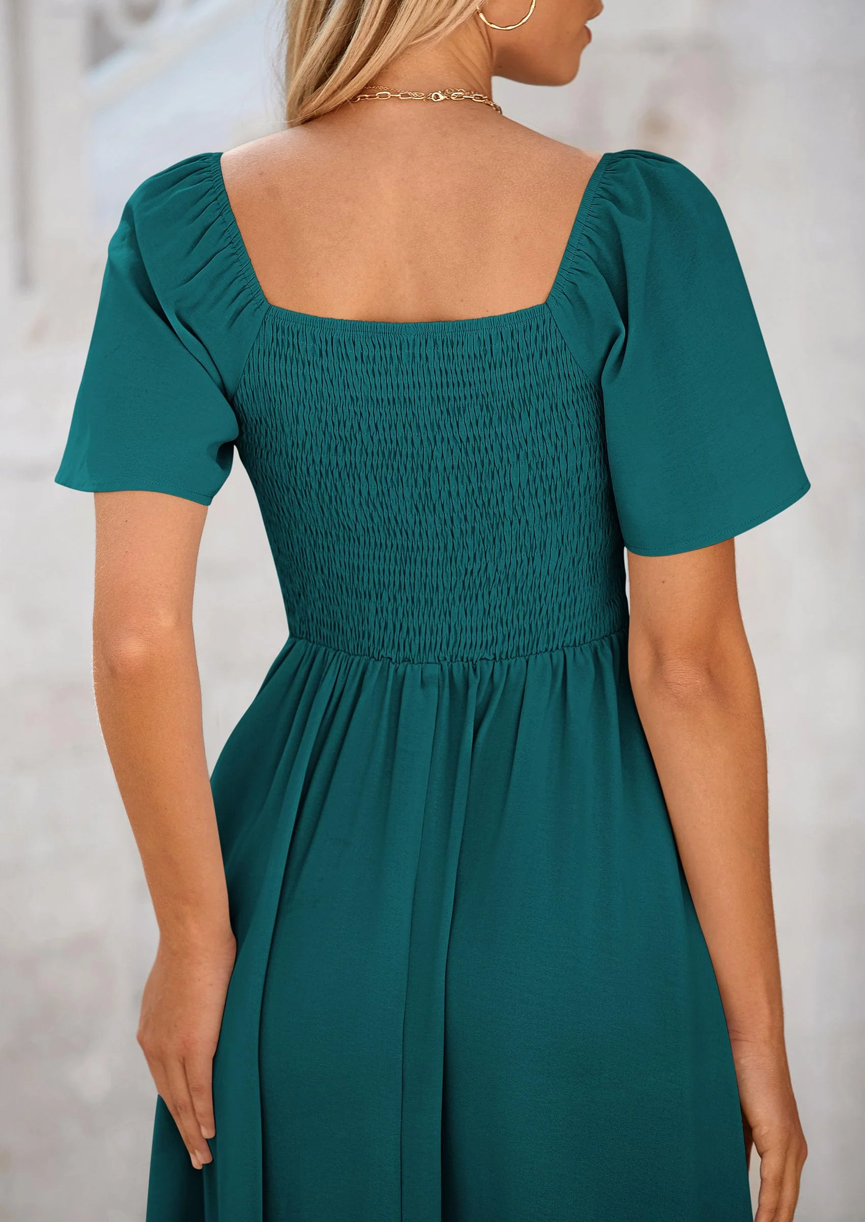 PRETTYGARDEN Summer Dress for Women Casual Short Sleeve Bow Tie V Neck Ruffle Midi Flowy Dresses - Image 55