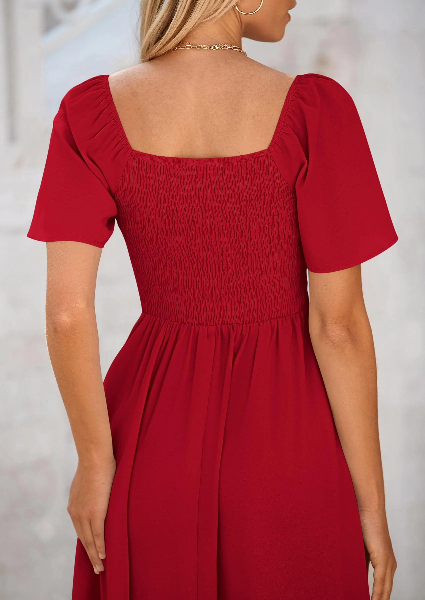 PRETTYGARDEN Summer Dress for Women Casual Short Sleeve Bow Tie V Neck Ruffle Midi Flowy Dresses - Image 61