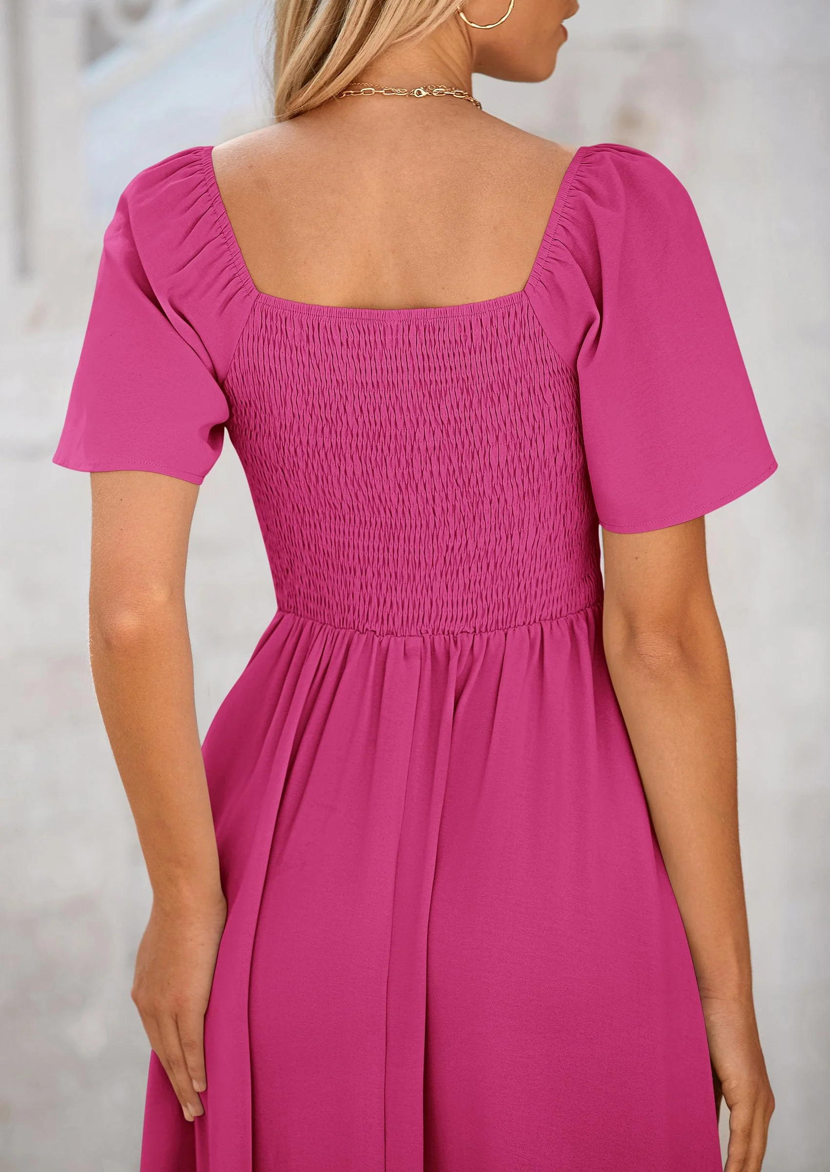 PRETTYGARDEN Summer Dress for Women Casual Short Sleeve Bow Tie V Neck Ruffle Midi Flowy Dresses - Image 67