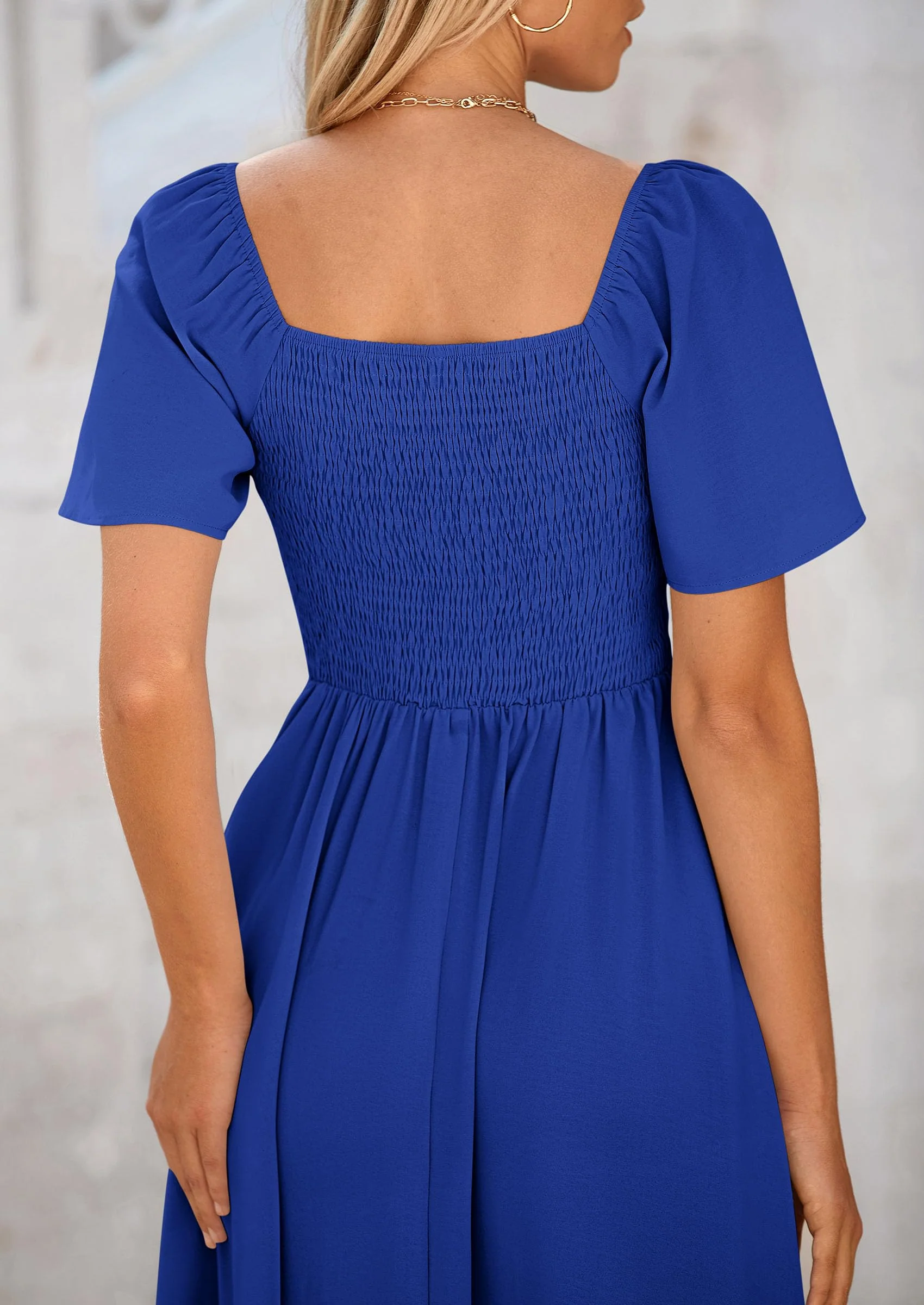 PRETTYGARDEN Summer Dress for Women Casual Short Sleeve Bow Tie V Neck Ruffle Midi Flowy Dresses - Image 73