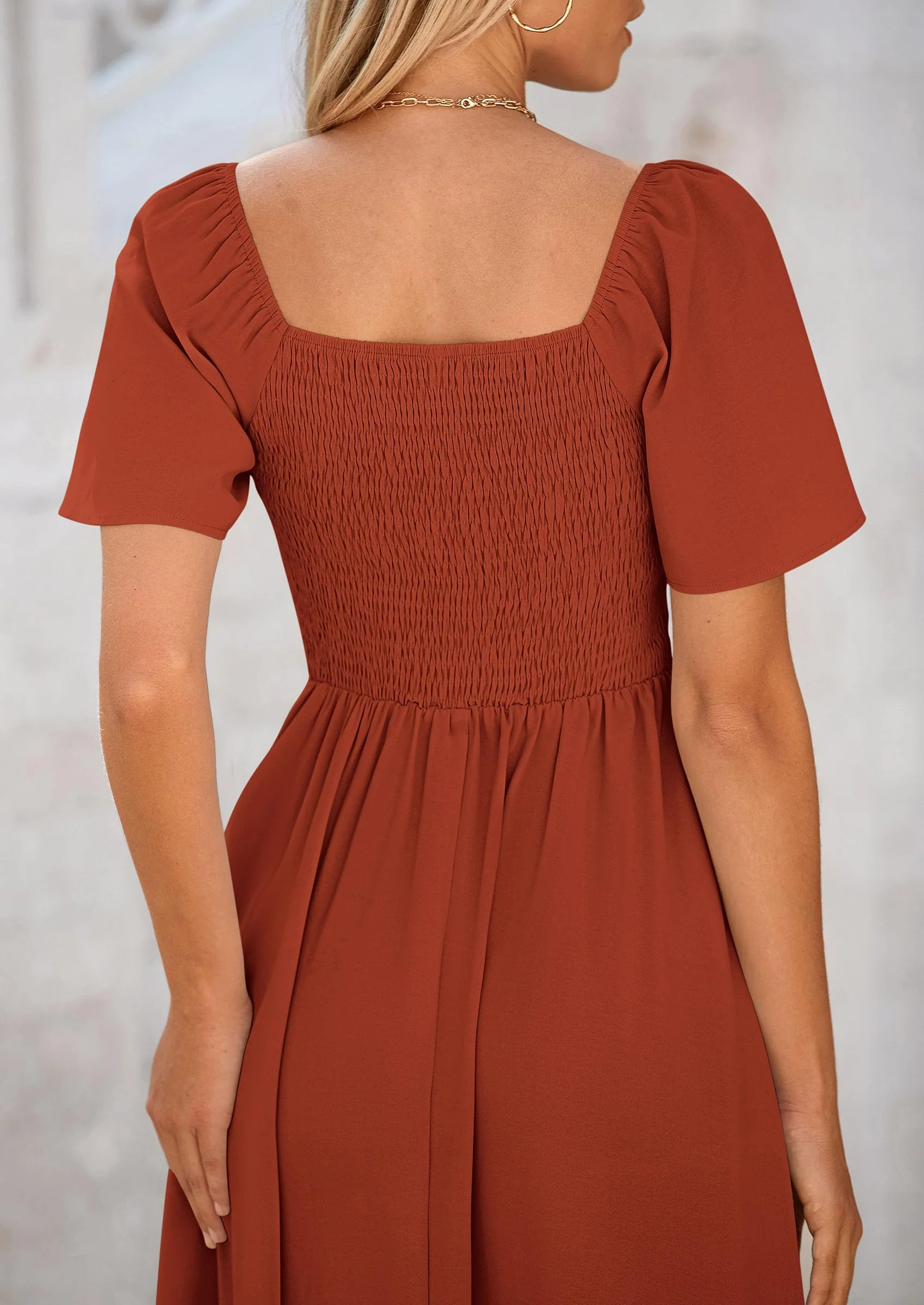 PRETTYGARDEN Summer Dress for Women Casual Short Sleeve Bow Tie V Neck Ruffle Midi Flowy Dresses - Image 79