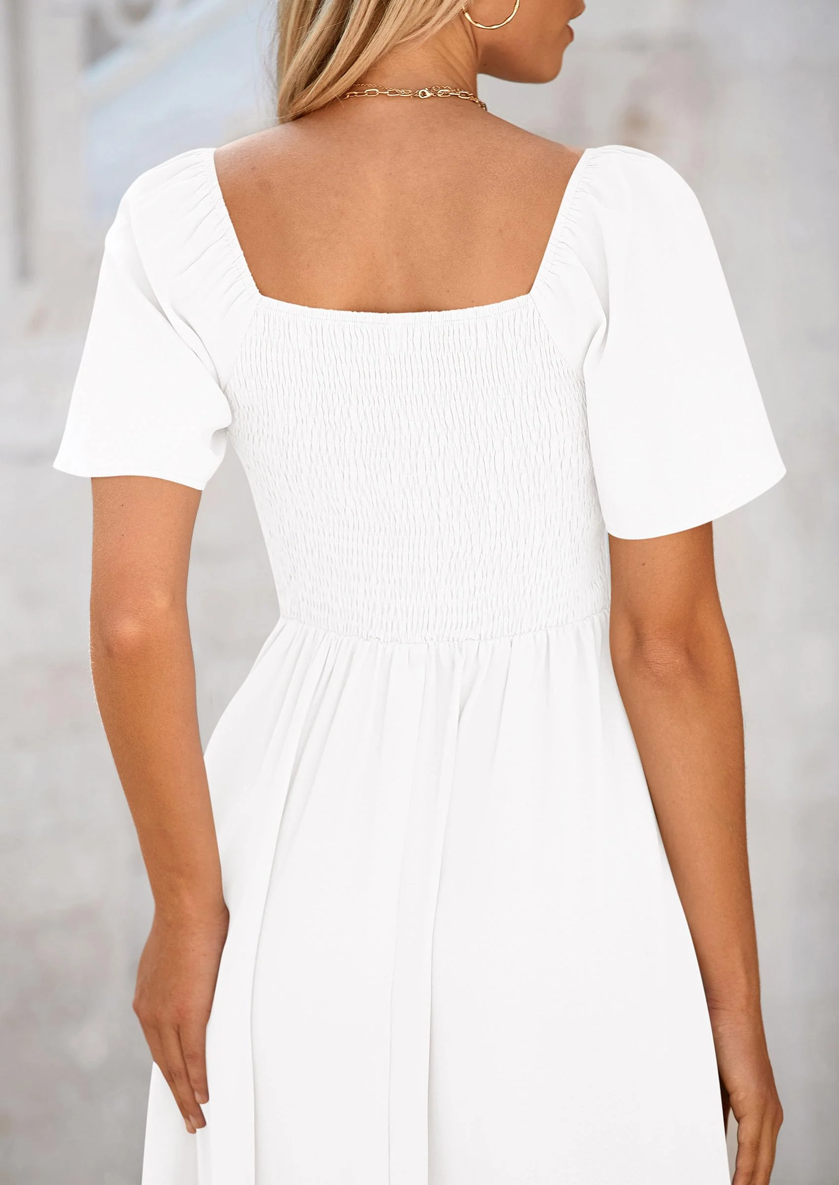 PRETTYGARDEN Summer Dress for Women Casual Short Sleeve Bow Tie V Neck Ruffle Midi Flowy Dresses - Image 85