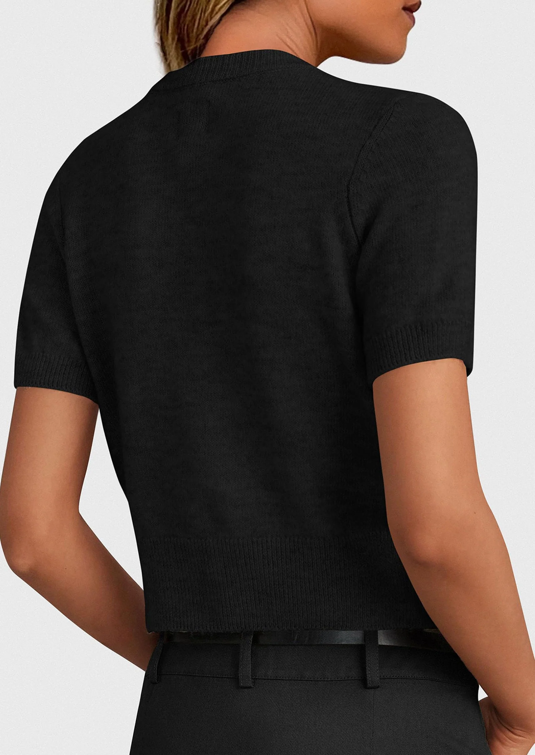 PRETTYGARDEN Womens Casual Summer Short Sleeve Cardigans Button Down Knitted Sweater Basic Crew Neck Crop Tops - Image 14