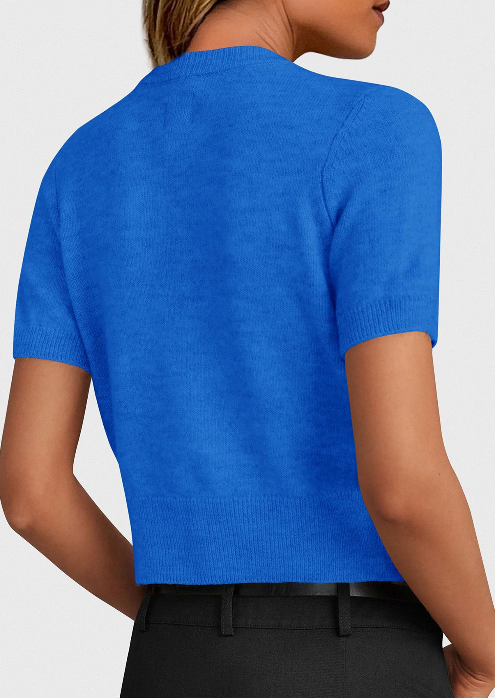 PRETTYGARDEN Womens Casual Summer Short Sleeve Cardigans Button Down Knitted Sweater Basic Crew Neck Crop Tops - Image 20