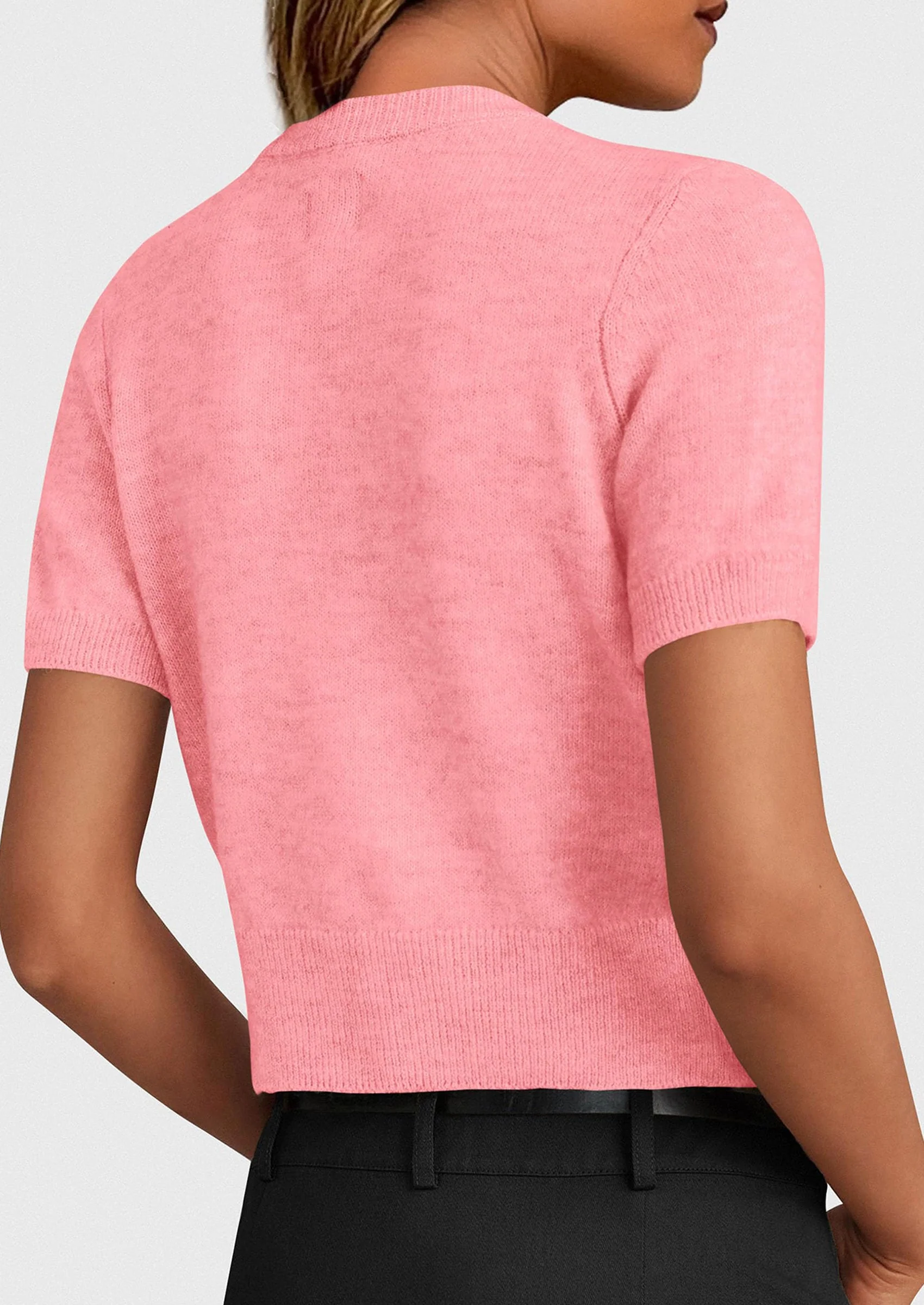 PRETTYGARDEN Womens Casual Summer Short Sleeve Cardigans Button Down Knitted Sweater Basic Crew Neck Crop Tops - Image 39