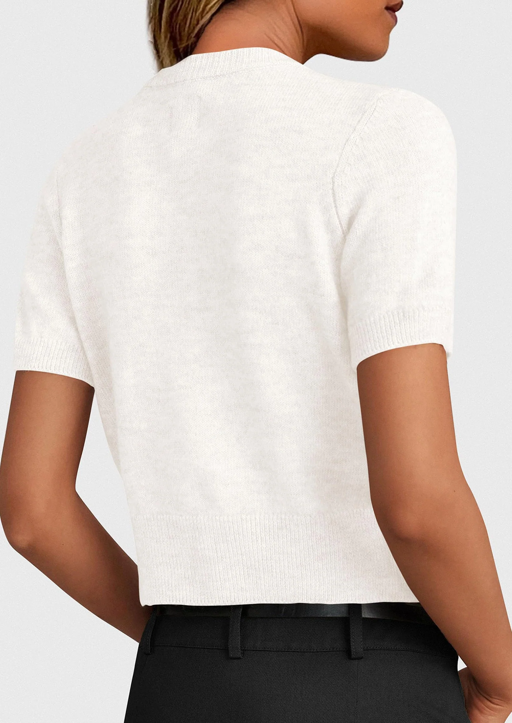 PRETTYGARDEN Womens Casual Summer Short Sleeve Cardigans Button Down Knitted Sweater Basic Crew Neck Crop Tops - Image 44