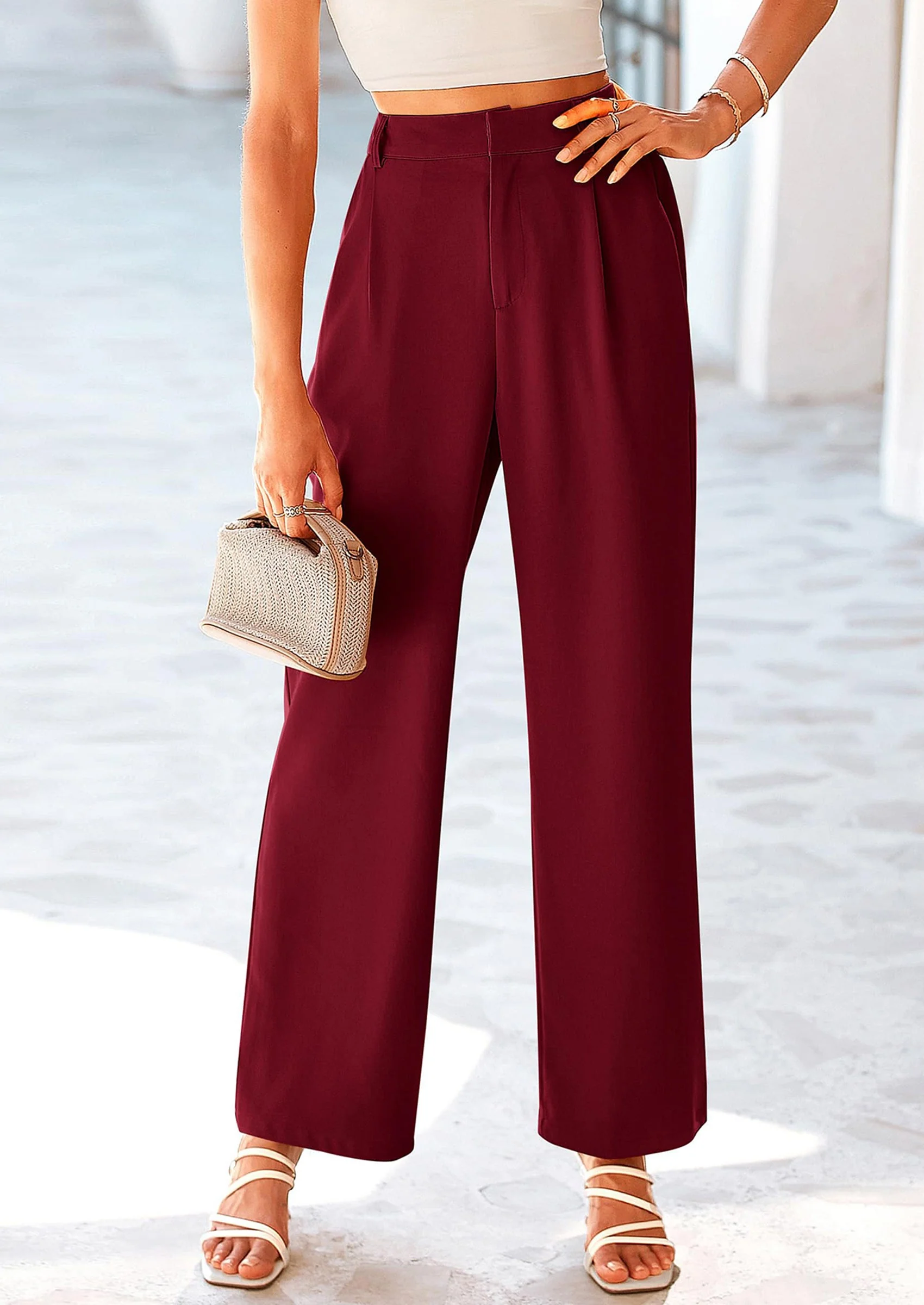 PRETTYGARDEN Wide Leg Pants for Women Trendy Fall High Waisted Business Casual Outfits Work Pant Trousers - Image 51