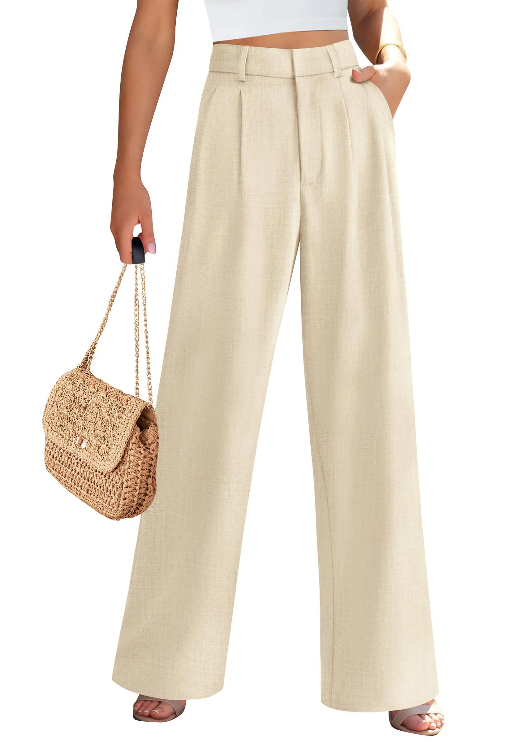 PRETTYGARDEN Women's Summer Elastic High Waisted Work Pants Straight Leg Dressy Business Casual Trousers Slacks Pockets - Image 10