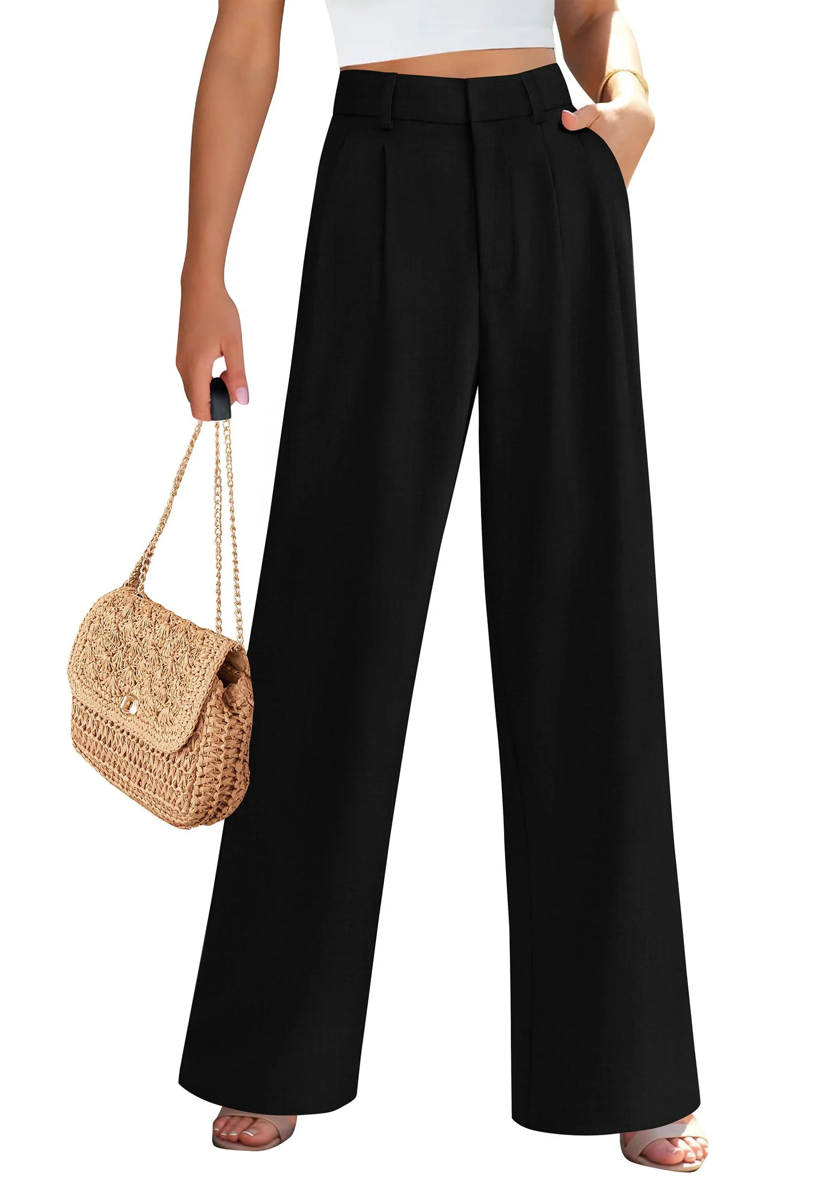 PRETTYGARDEN Women's Summer Elastic High Waisted Work Pants Straight Leg Dressy Business Casual Trousers Slacks Pockets - Image 14