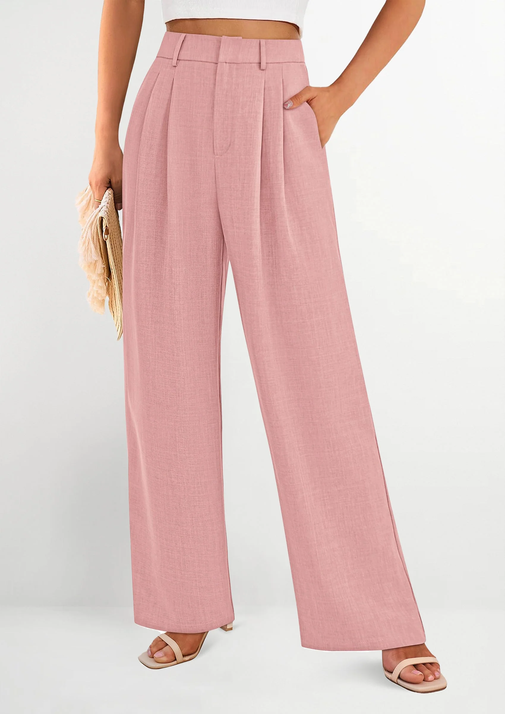 PRETTYGARDEN Women's Summer Elastic High Waisted Work Pants Straight Leg Dressy Business Casual Trousers Slacks Pockets - Image 17