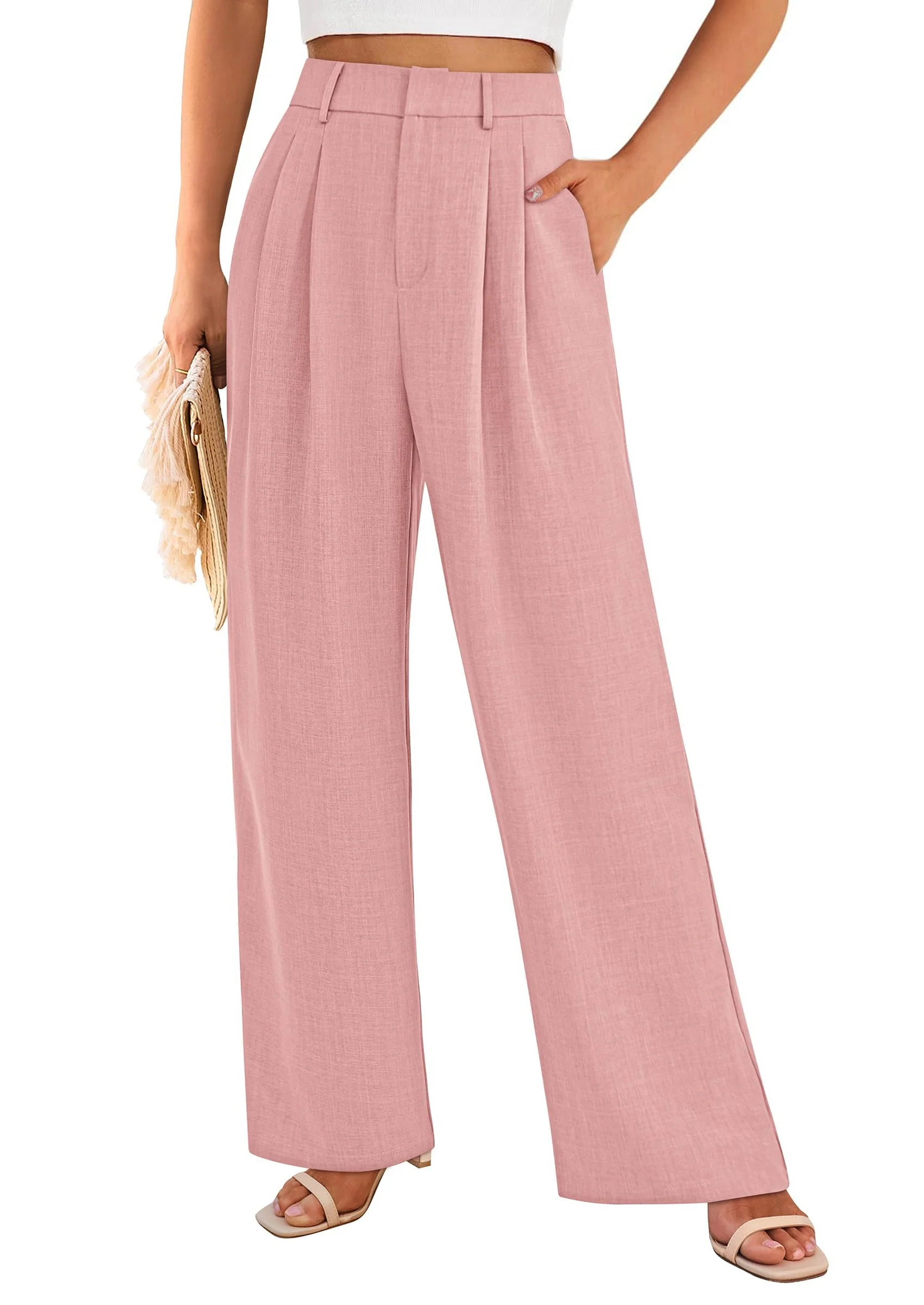 PRETTYGARDEN Women's Summer Elastic High Waisted Work Pants Straight Leg Dressy Business Casual Trousers Slacks Pockets - Image 19