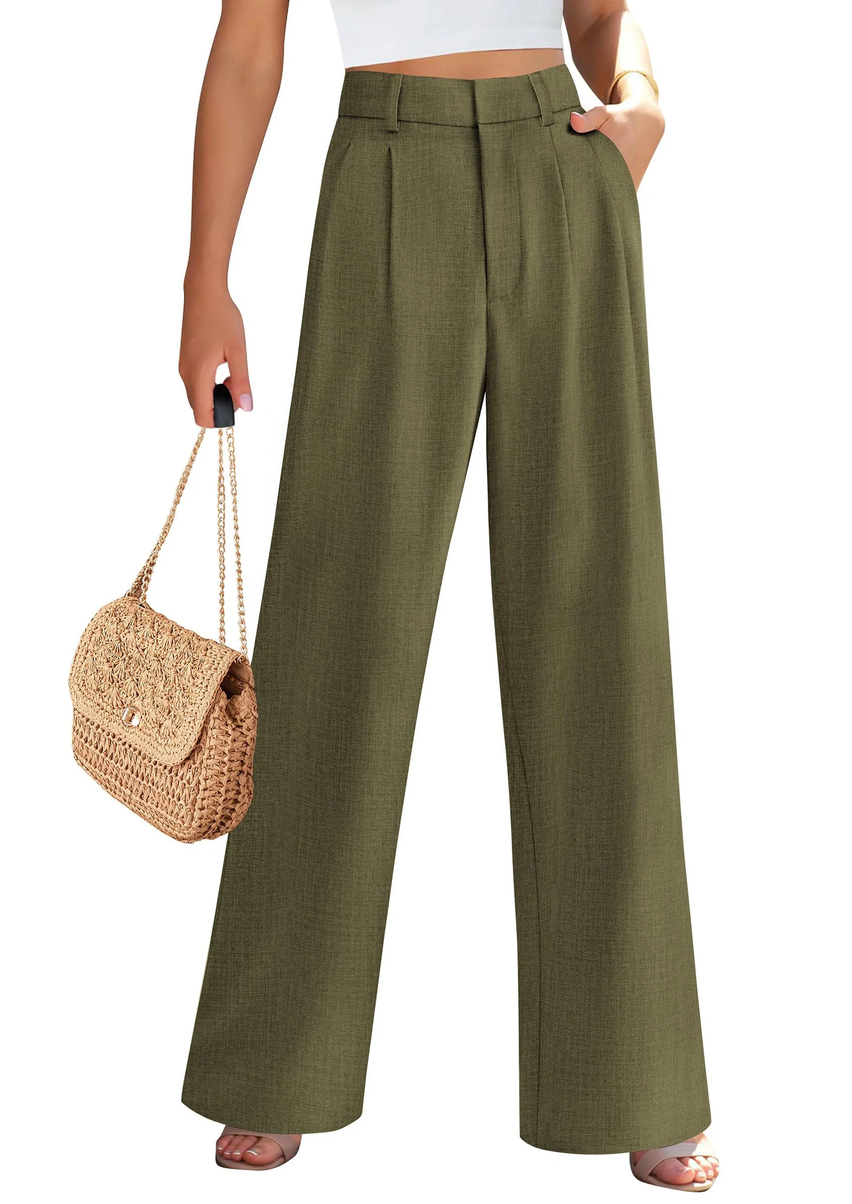 PRETTYGARDEN Women's Summer Elastic High Waisted Work Pants Straight Leg Dressy Business Casual Trousers Slacks Pockets - Image 24