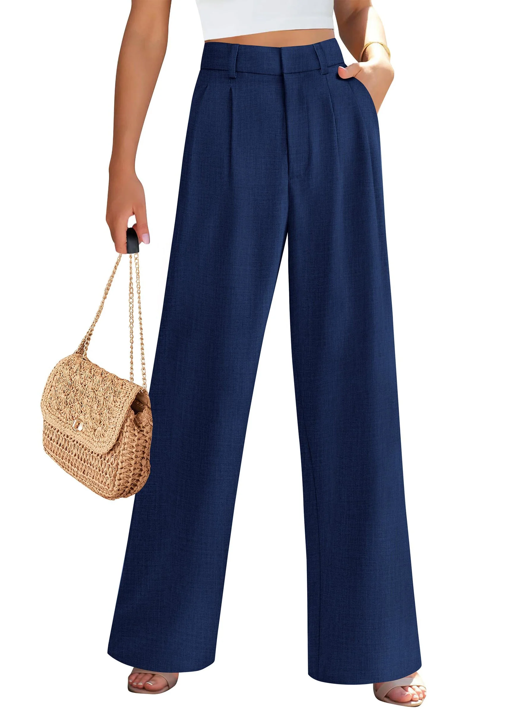 PRETTYGARDEN Women's Summer Elastic High Waisted Work Pants Straight Leg Dressy Business Casual Trousers Slacks Pockets - Image 34