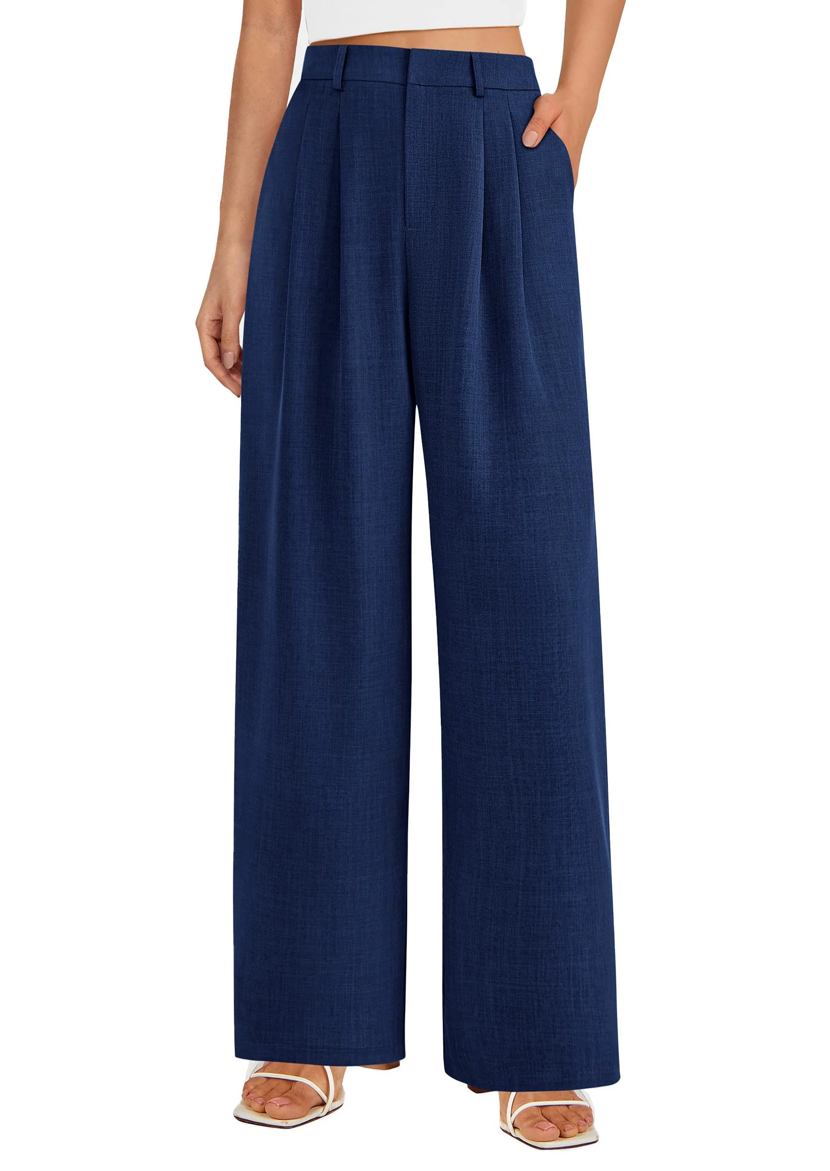 PRETTYGARDEN Women's Summer Elastic High Waisted Work Pants Straight Leg Dressy Business Casual Trousers Slacks Pockets - Image 35