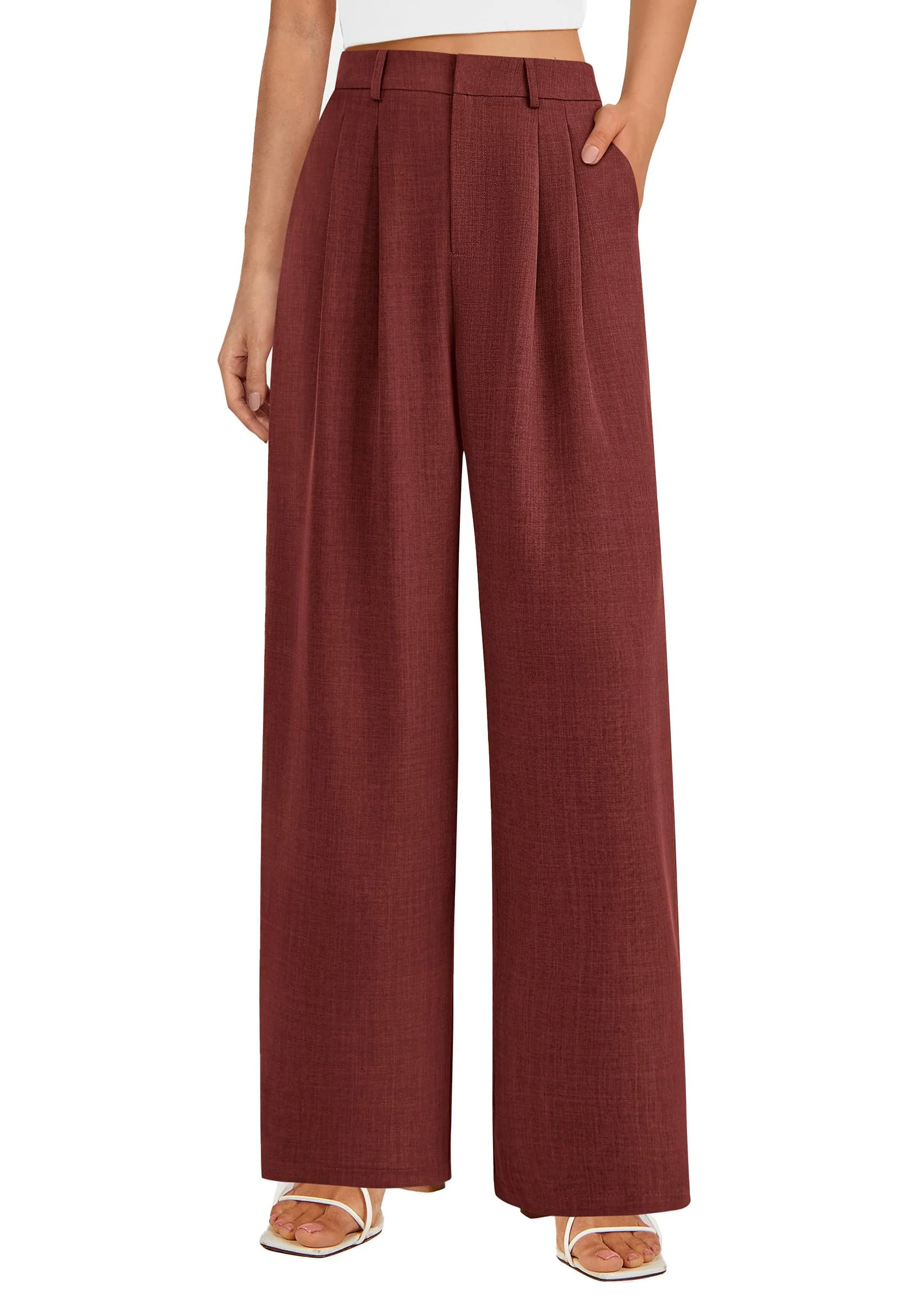 PRETTYGARDEN Women's Summer Elastic High Waisted Work Pants Straight Leg Dressy Business Casual Trousers Slacks Pockets - Image 40