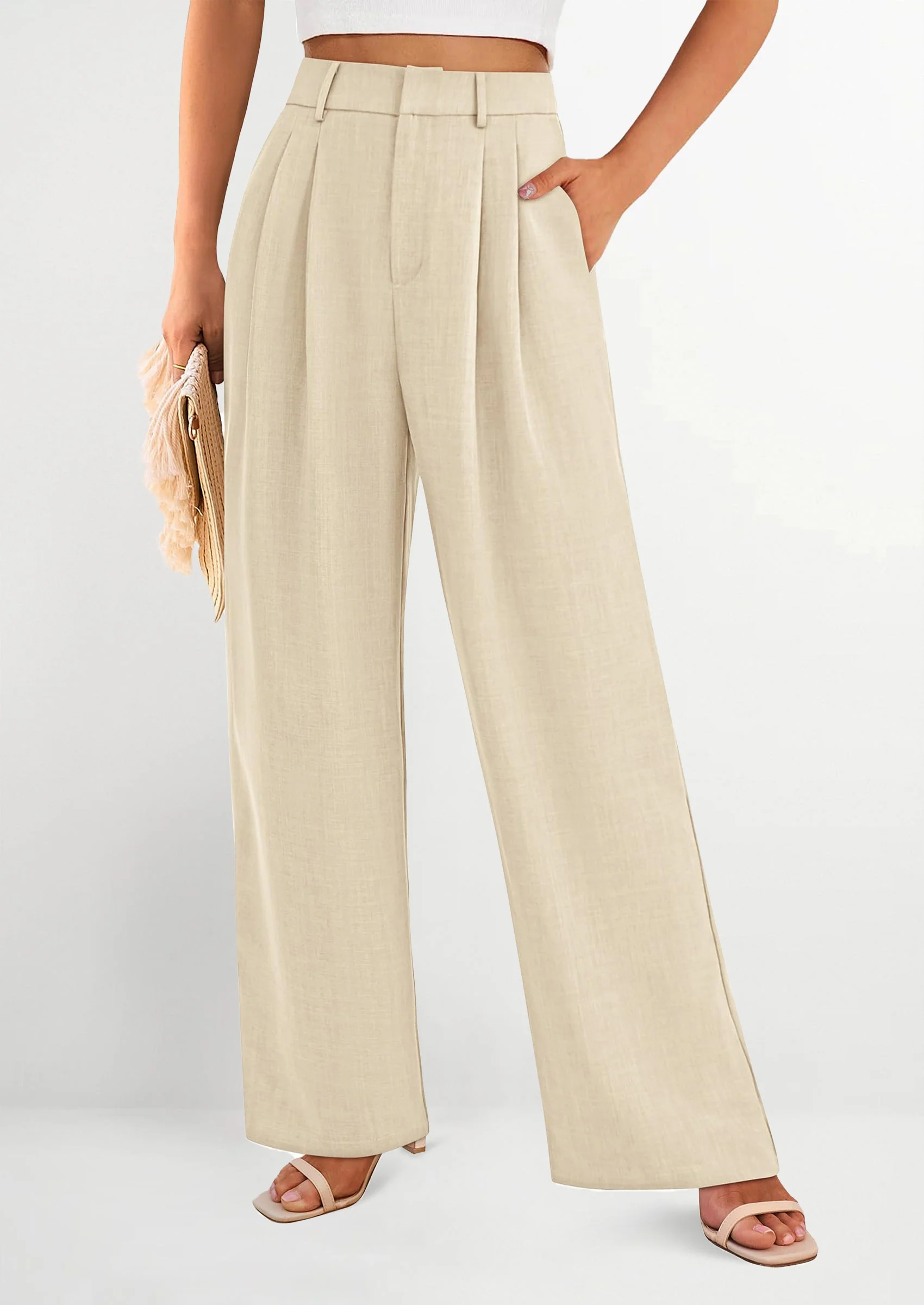 PRETTYGARDEN Women's Summer Elastic High Waisted Work Pants Straight Leg Dressy Business Casual Trousers Slacks Pockets - Image 7