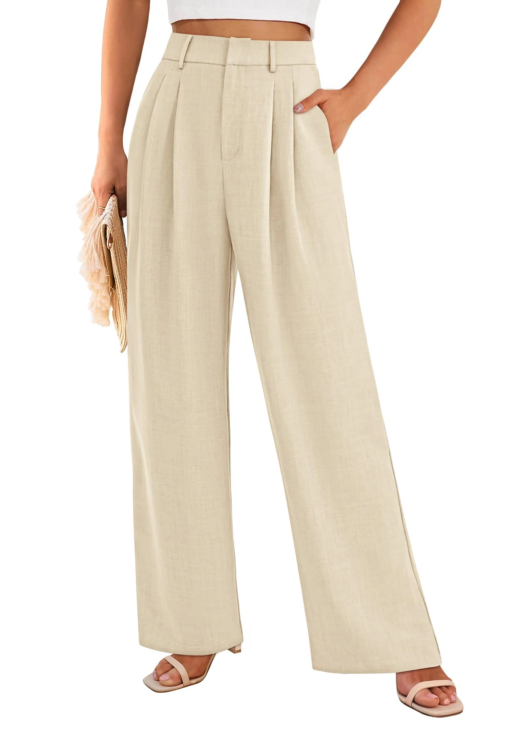 PRETTYGARDEN Women's Summer Elastic High Waisted Work Pants Straight Leg Dressy Business Casual Trousers Slacks Pockets - Image 9