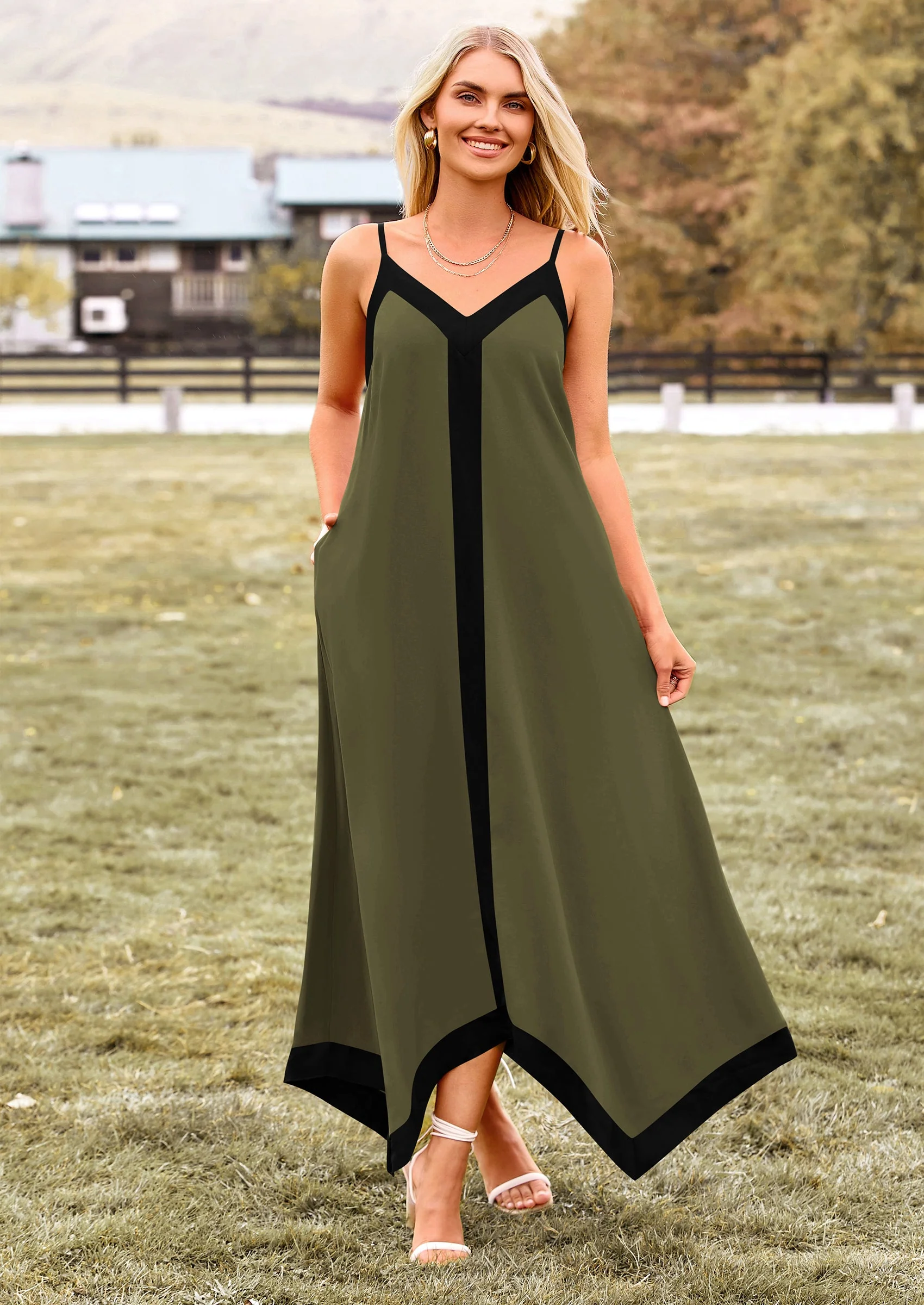 PRETTYGARDEN Women's Flowy Maxi Dress Summer Sleeveless V Neck Spaghetti Strap Elegant Wedding Party Dresses - Image 8