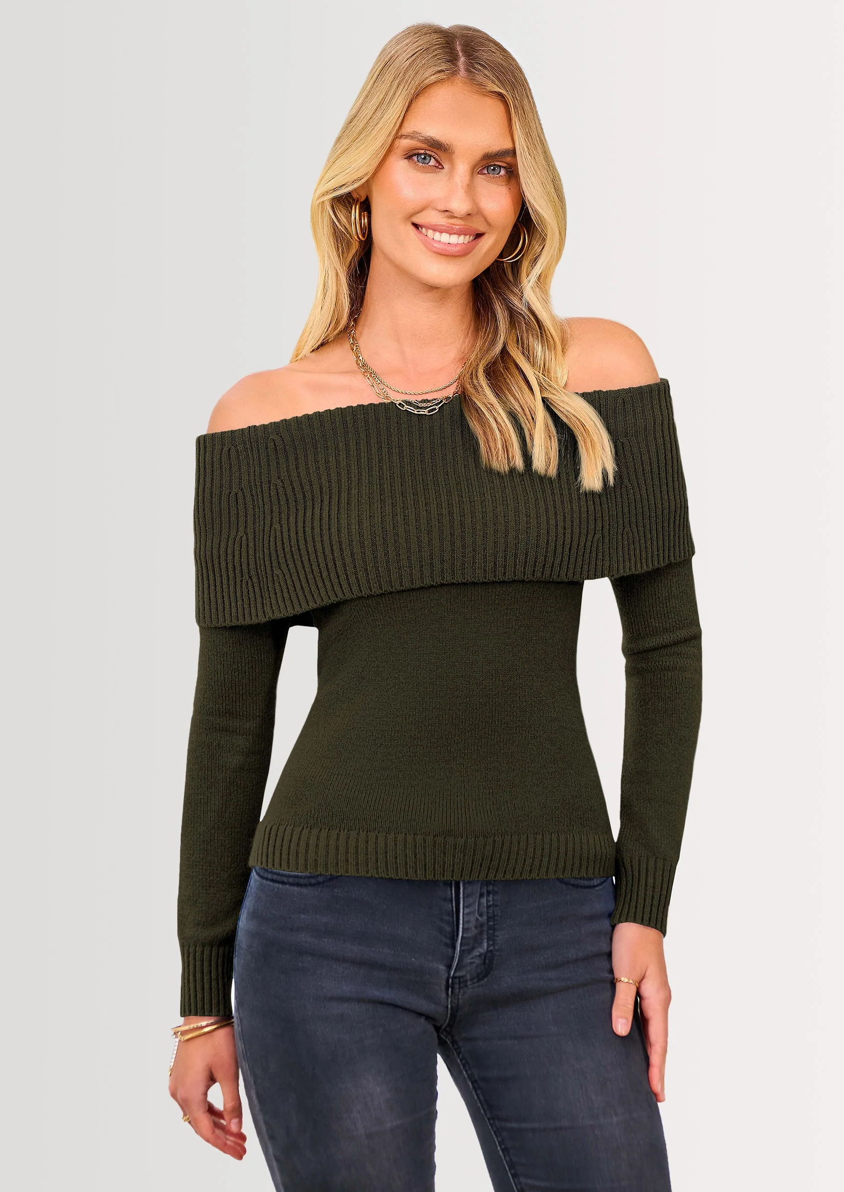 PRETTYGARDEN Women's Fall Off Shoulder Sweaters Y2K Long Sleeve Ribbed Knit Fitted Pullover Winter Date Night Tops Blouse - Image 16