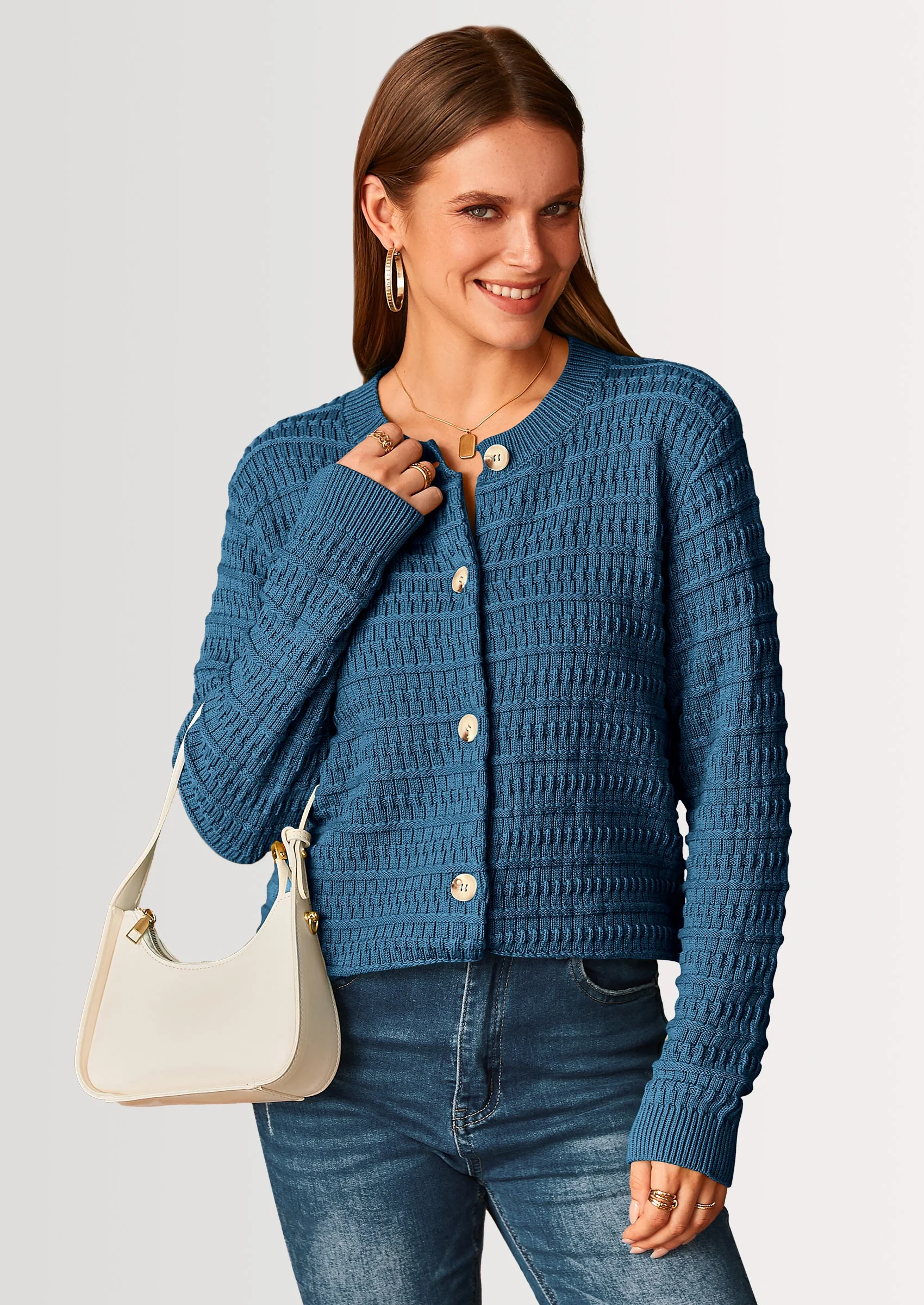 PRETTYGARDEN Women's Knit Cardigan Sweaters Casual Long Sleeve Open Front Button Down Trendy Jackets Outerwear - Image 103