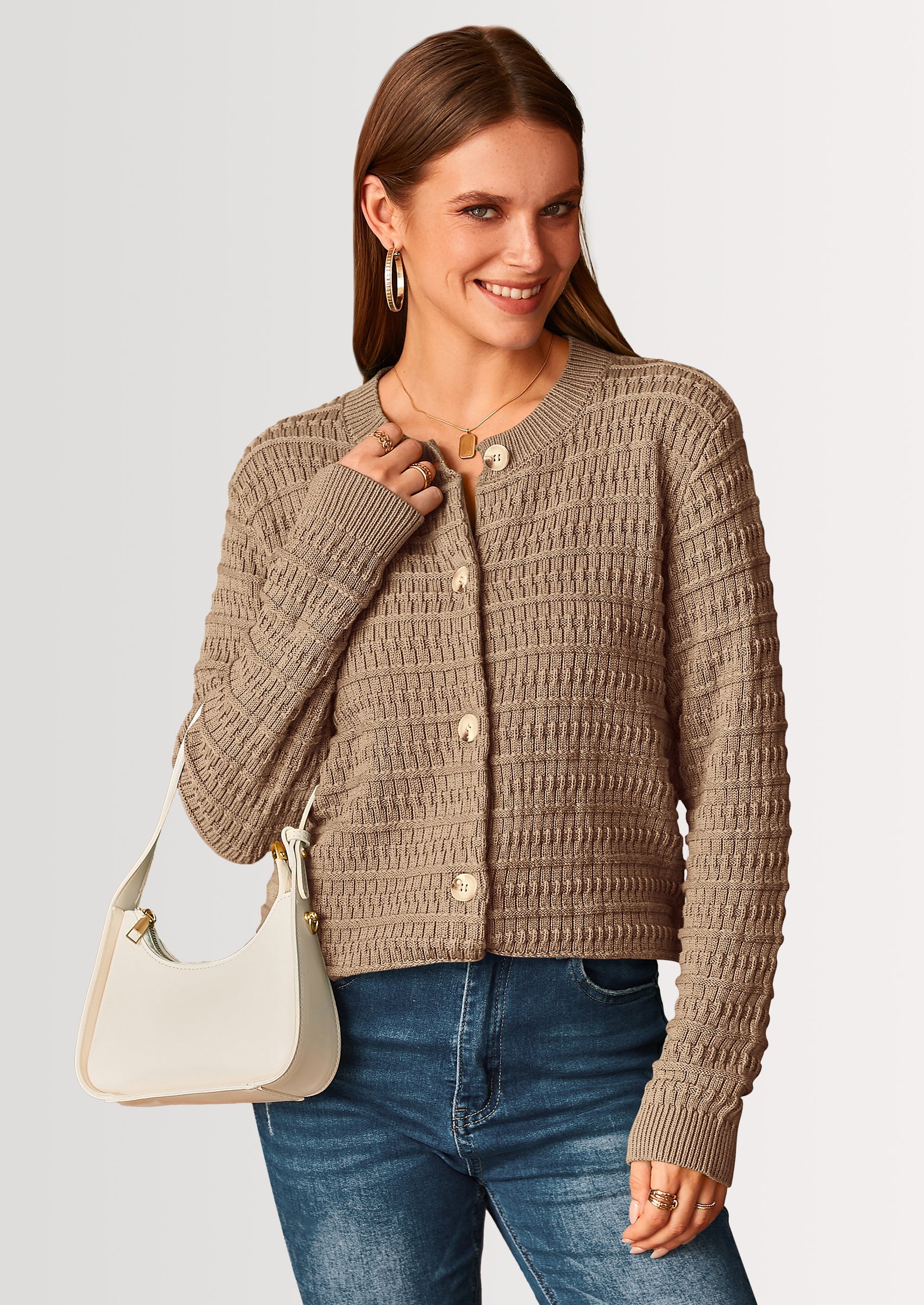 PRETTYGARDEN Women's Knit Cardigan Sweaters Casual Long Sleeve Open Front Button Down Trendy Jackets Outerwear - Image 109