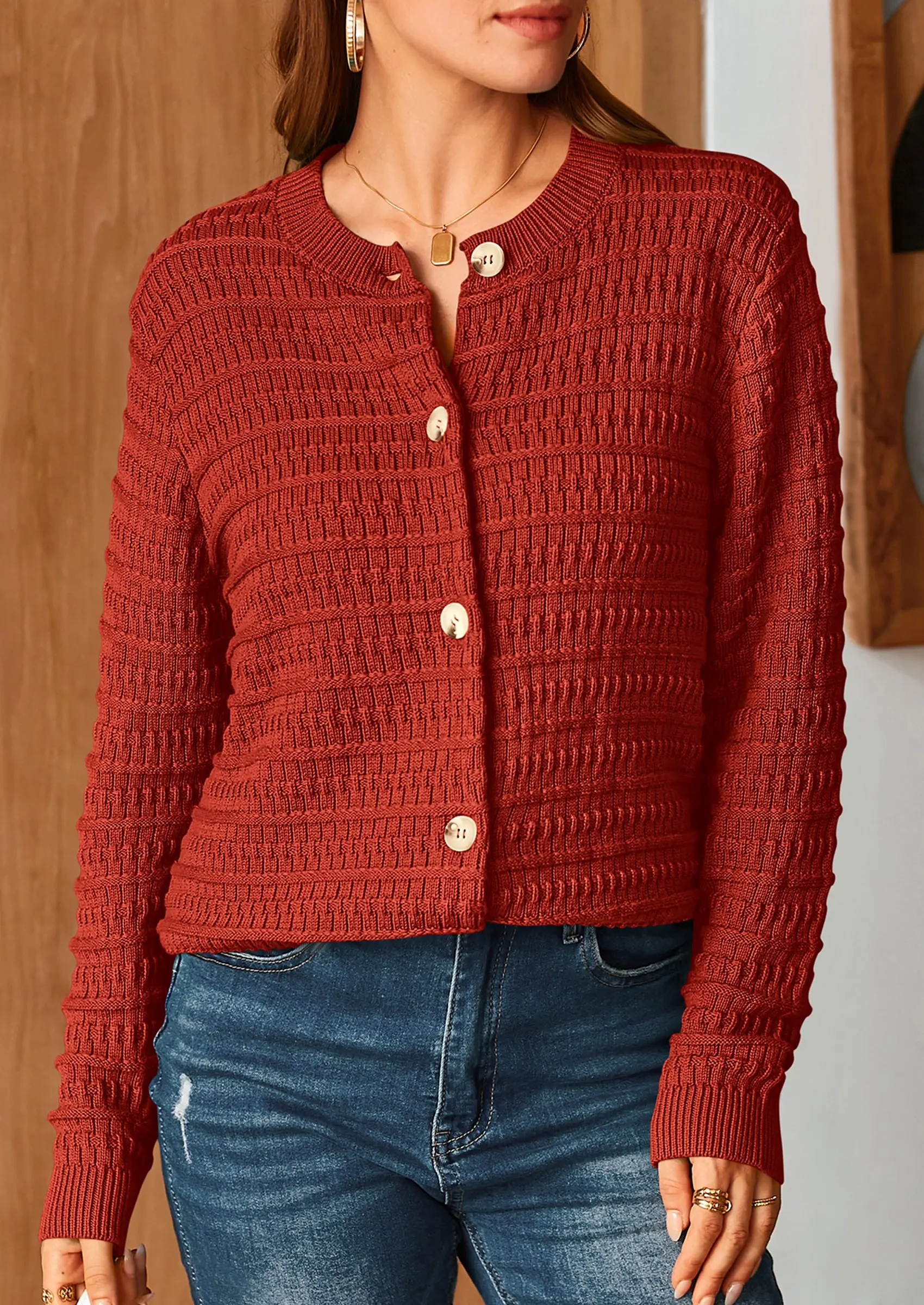 PRETTYGARDEN Women's Knit Cardigan Sweaters Casual Long Sleeve Open Front Button Down Trendy Jackets Outerwear - Image 11