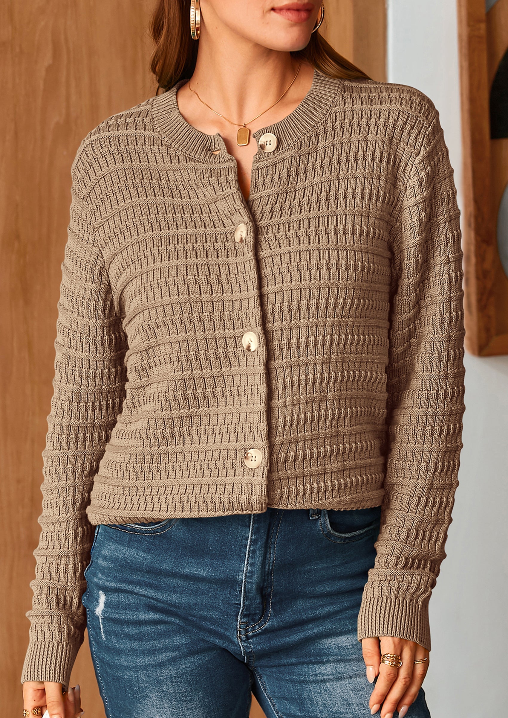 PRETTYGARDEN Women's Knit Cardigan Sweaters Casual Long Sleeve Open Front Button Down Trendy Jackets Outerwear - Image 113