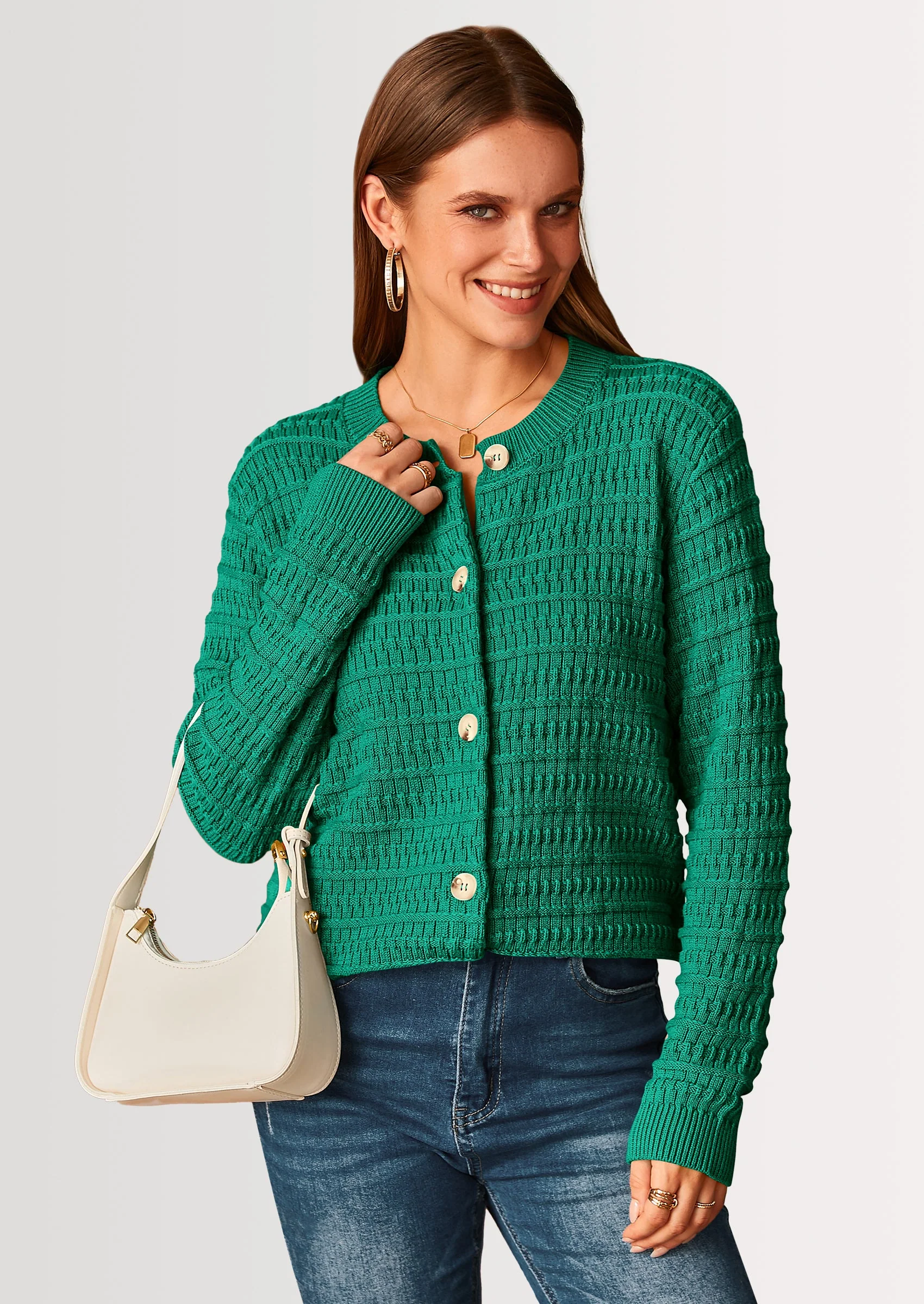 PRETTYGARDEN Women's Knit Cardigan Sweaters Casual Long Sleeve Open Front Button Down Trendy Jackets Outerwear - Image 115