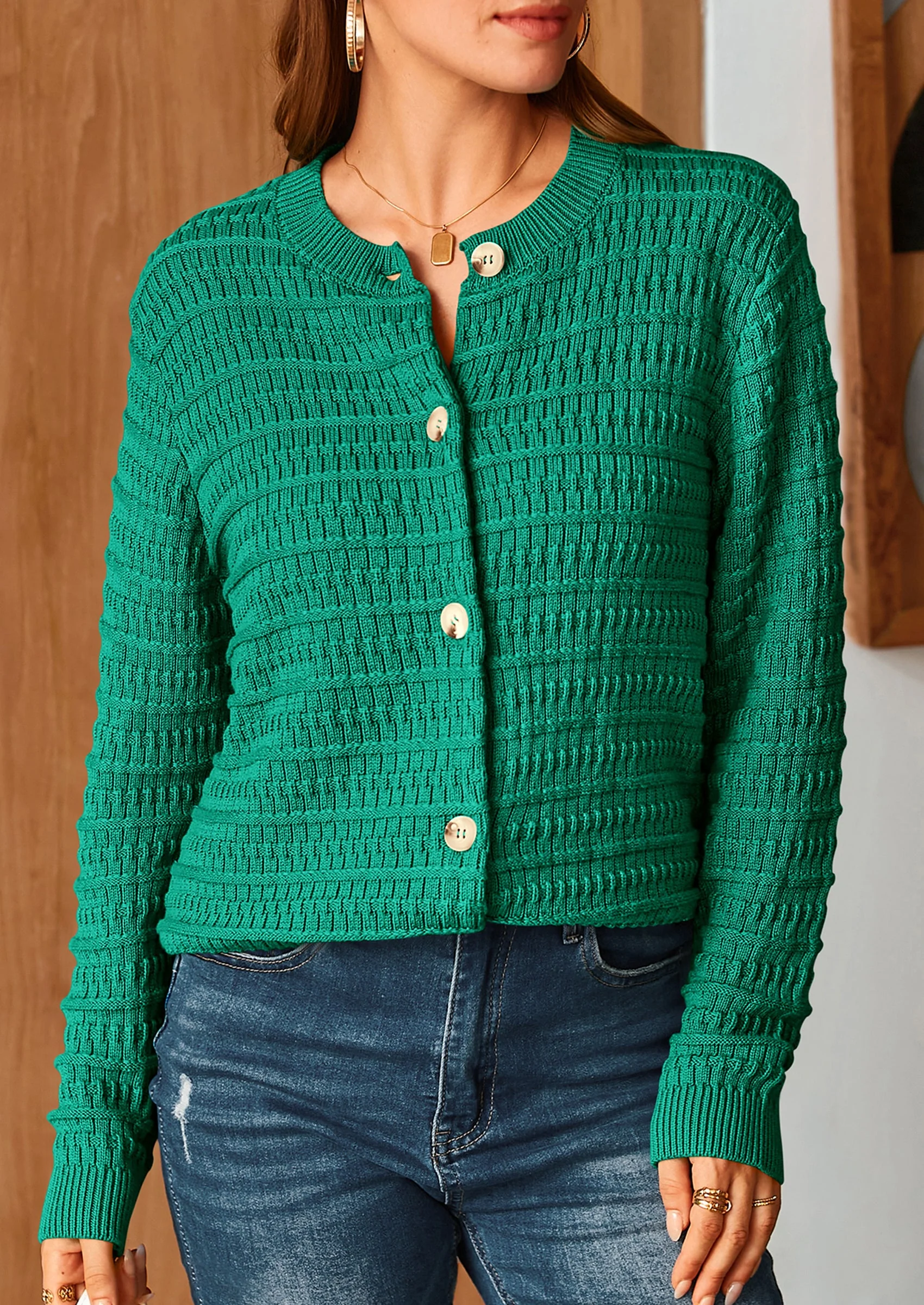 PRETTYGARDEN Women's Knit Cardigan Sweaters Casual Long Sleeve Open Front Button Down Trendy Jackets Outerwear - Image 120