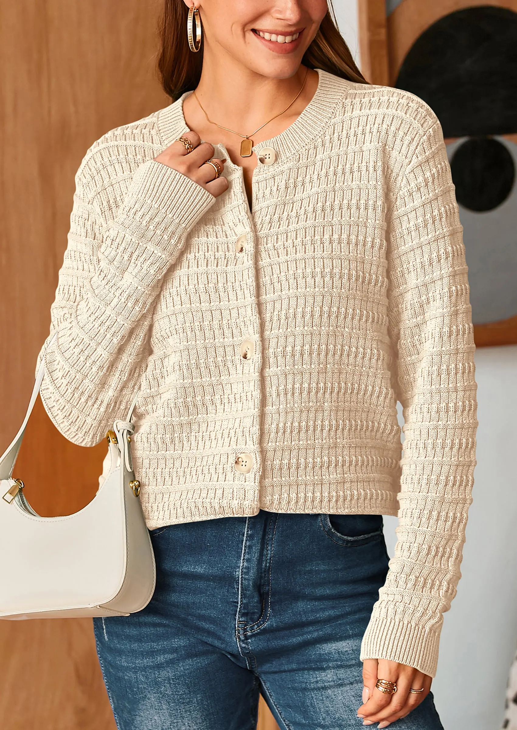 PRETTYGARDEN Women's Knit Cardigan Sweaters Casual Long Sleeve Open Front Button Down Trendy Jackets Outerwear - Image 17