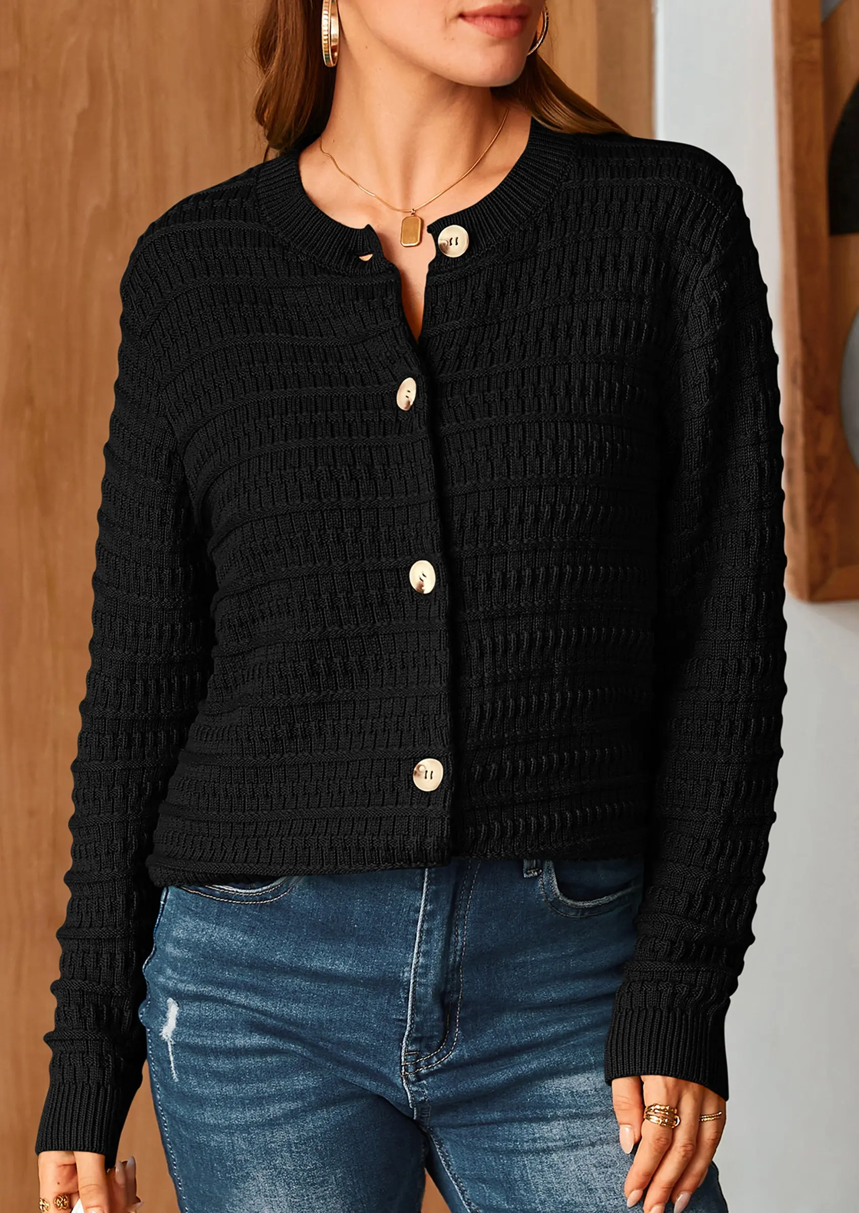 PRETTYGARDEN Women's Knit Cardigan Sweaters Casual Long Sleeve Open Front Button Down Trendy Jackets Outerwear - Image 23