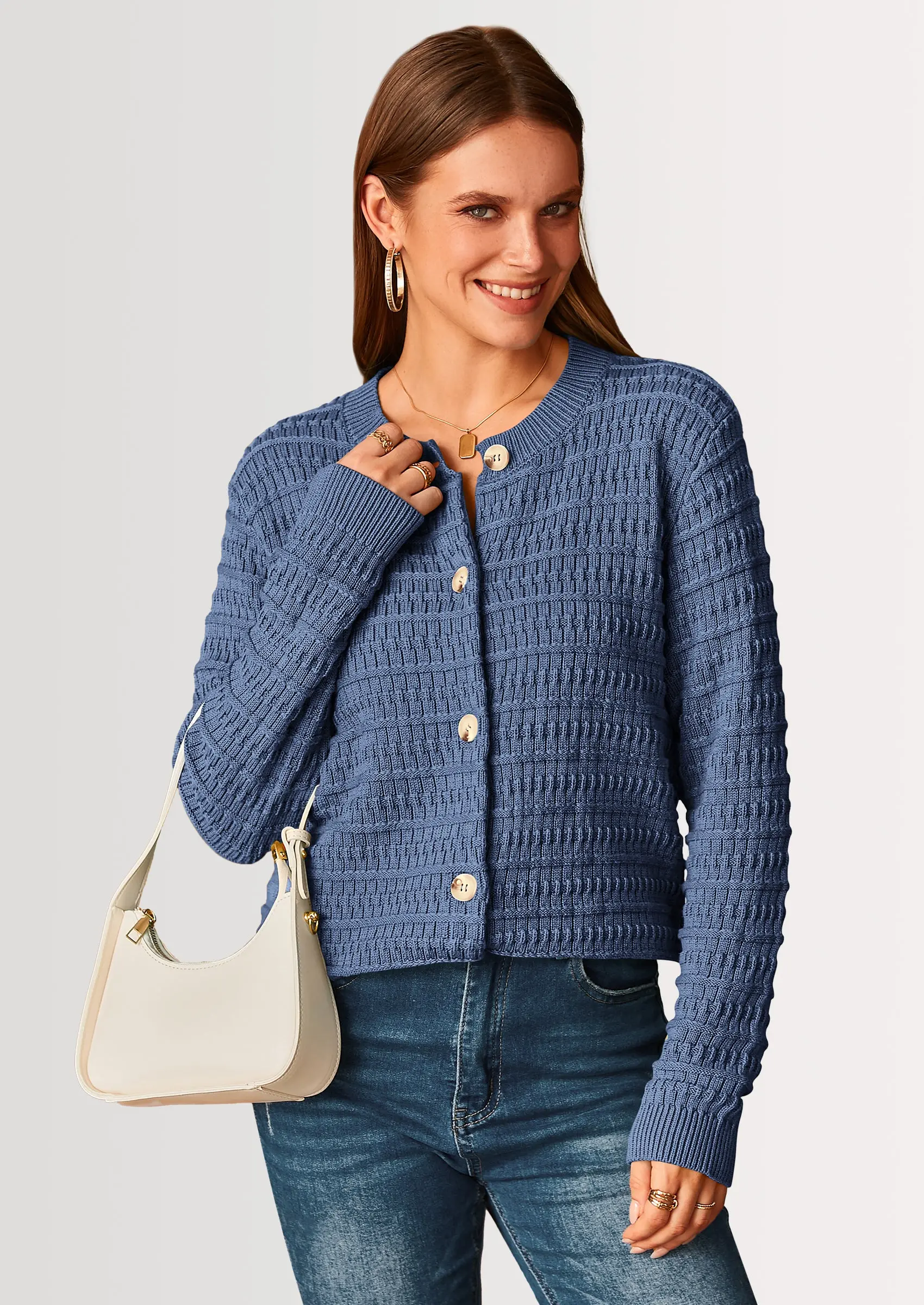 PRETTYGARDEN Women's Knit Cardigan Sweaters Casual Long Sleeve Open Front Button Down Trendy Jackets Outerwear - Image 31