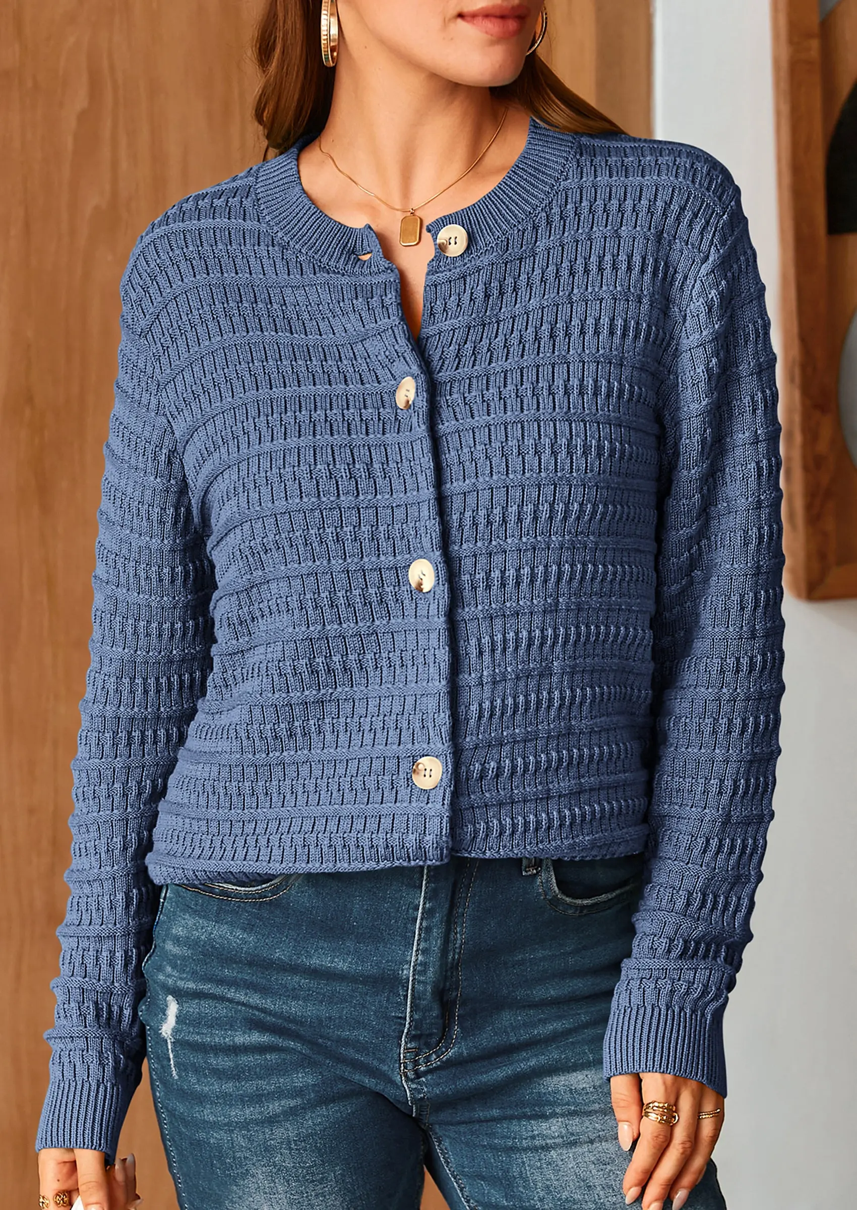 PRETTYGARDEN Women's Knit Cardigan Sweaters Casual Long Sleeve Open Front Button Down Trendy Jackets Outerwear - Image 35