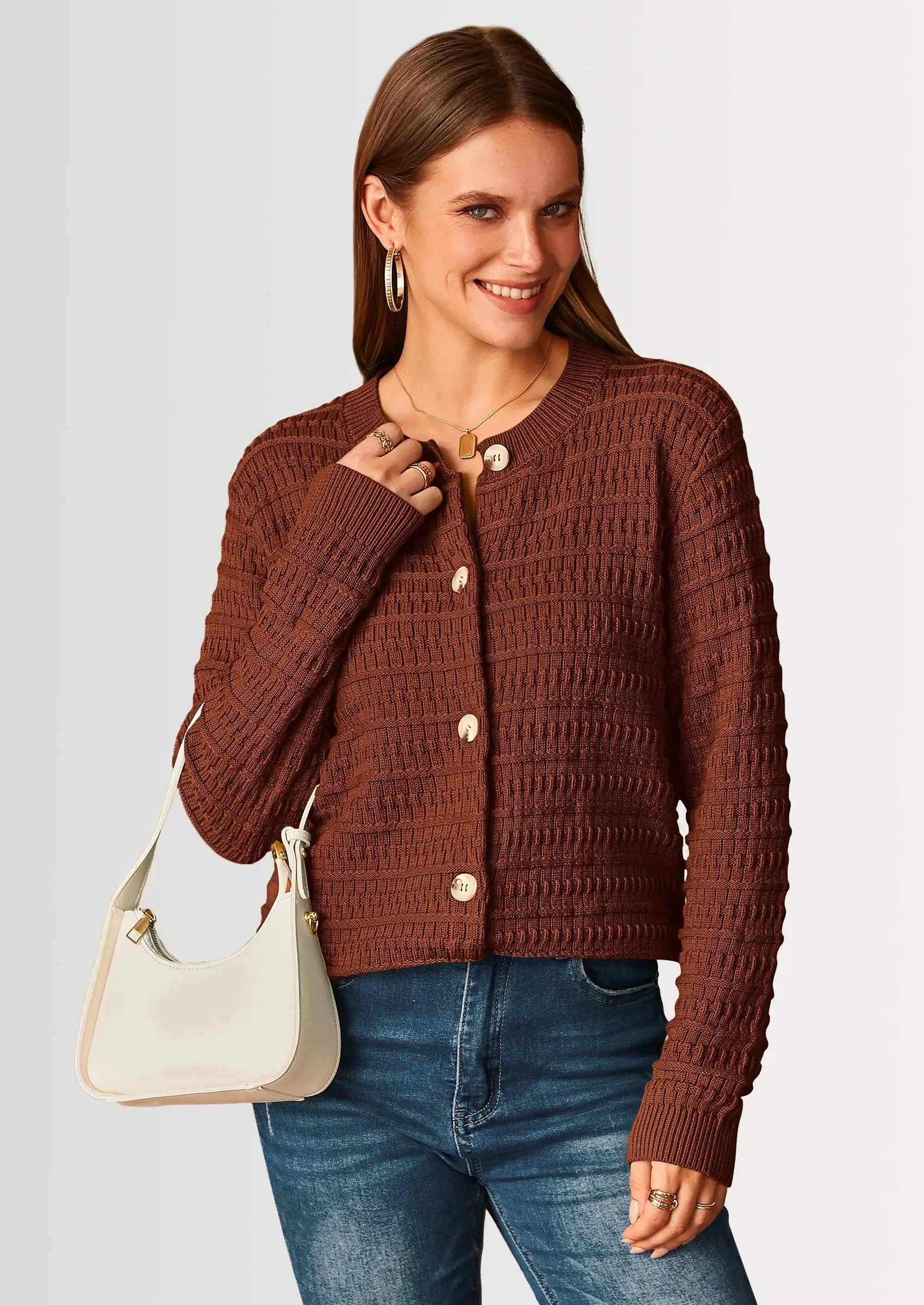 PRETTYGARDEN Women's Knit Cardigan Sweaters Casual Long Sleeve Open Front Button Down Trendy Jackets Outerwear - Image 37